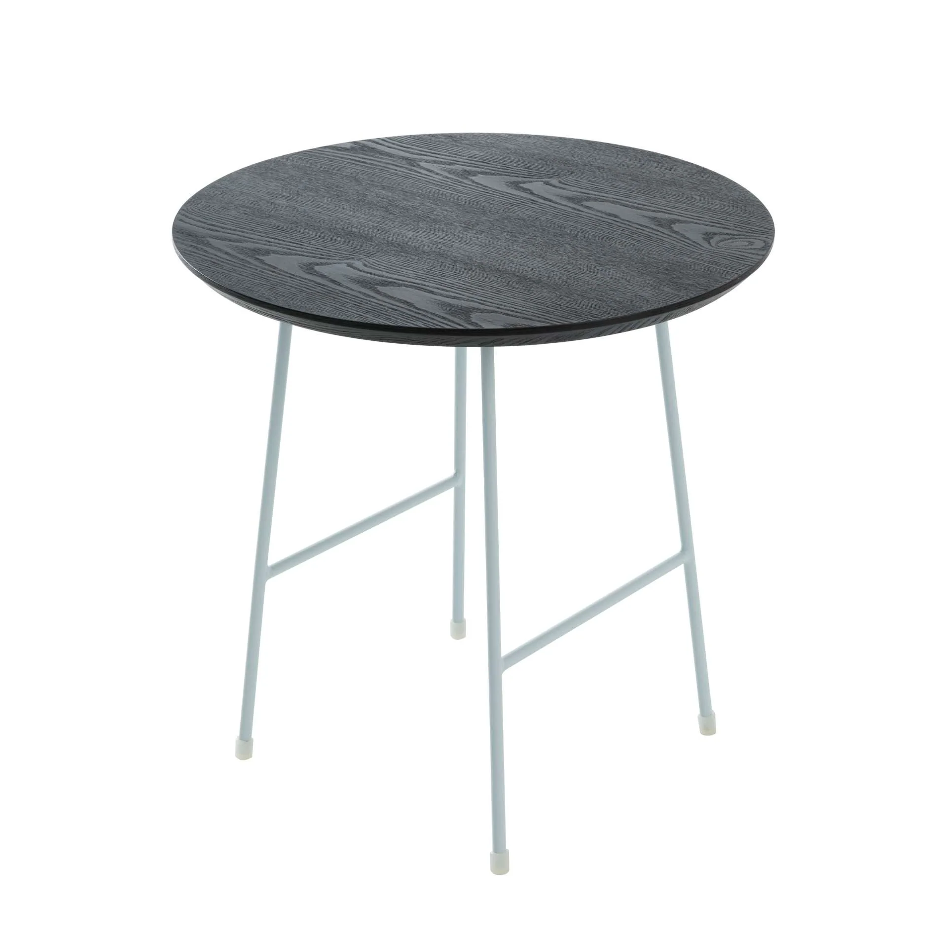 LeisureMod Rossmore Mid Century Modern Round Side Table With White Steel Frame - Image 8