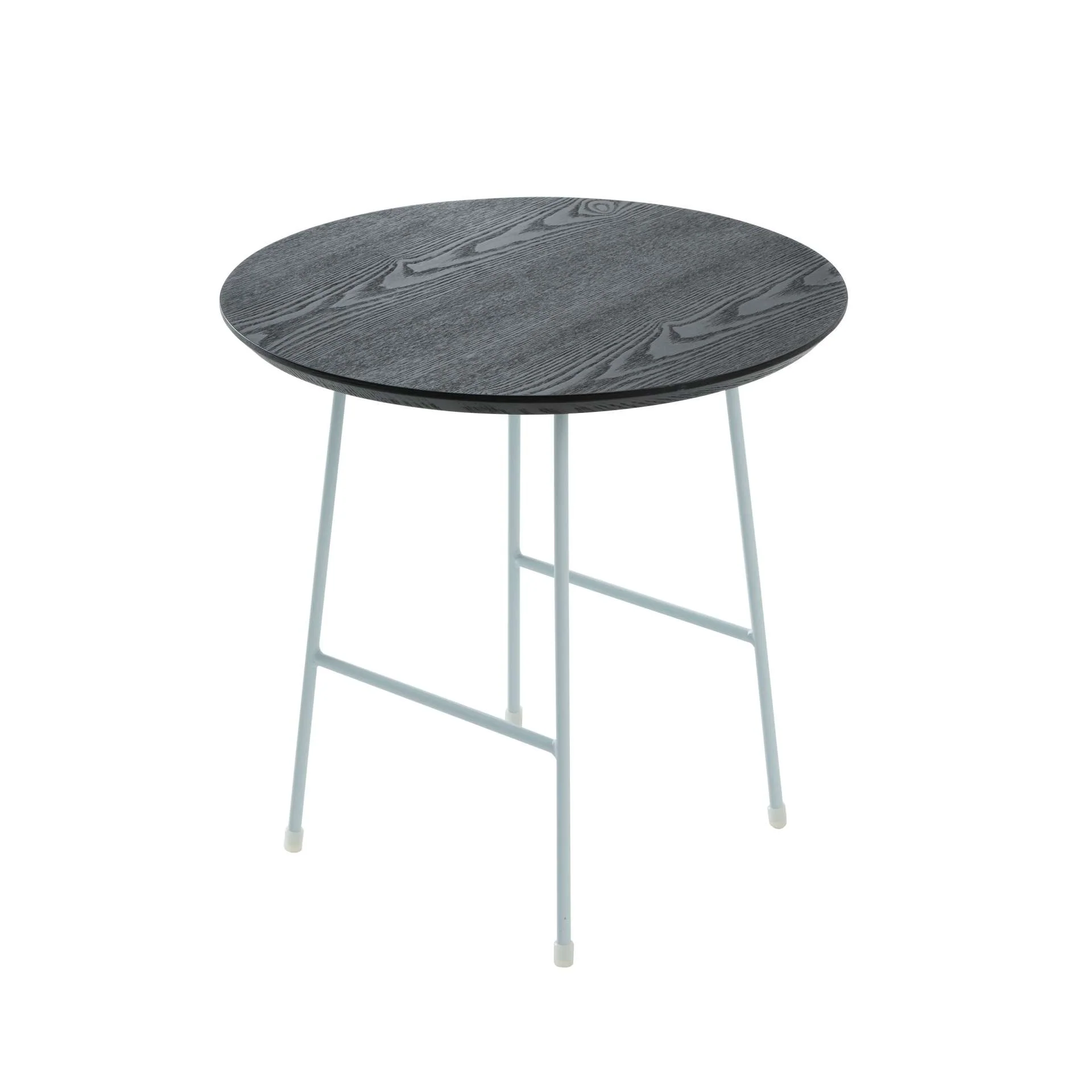 LeisureMod Rossmore Mid Century Modern Round Side Table With White Steel Frame - Image 9
