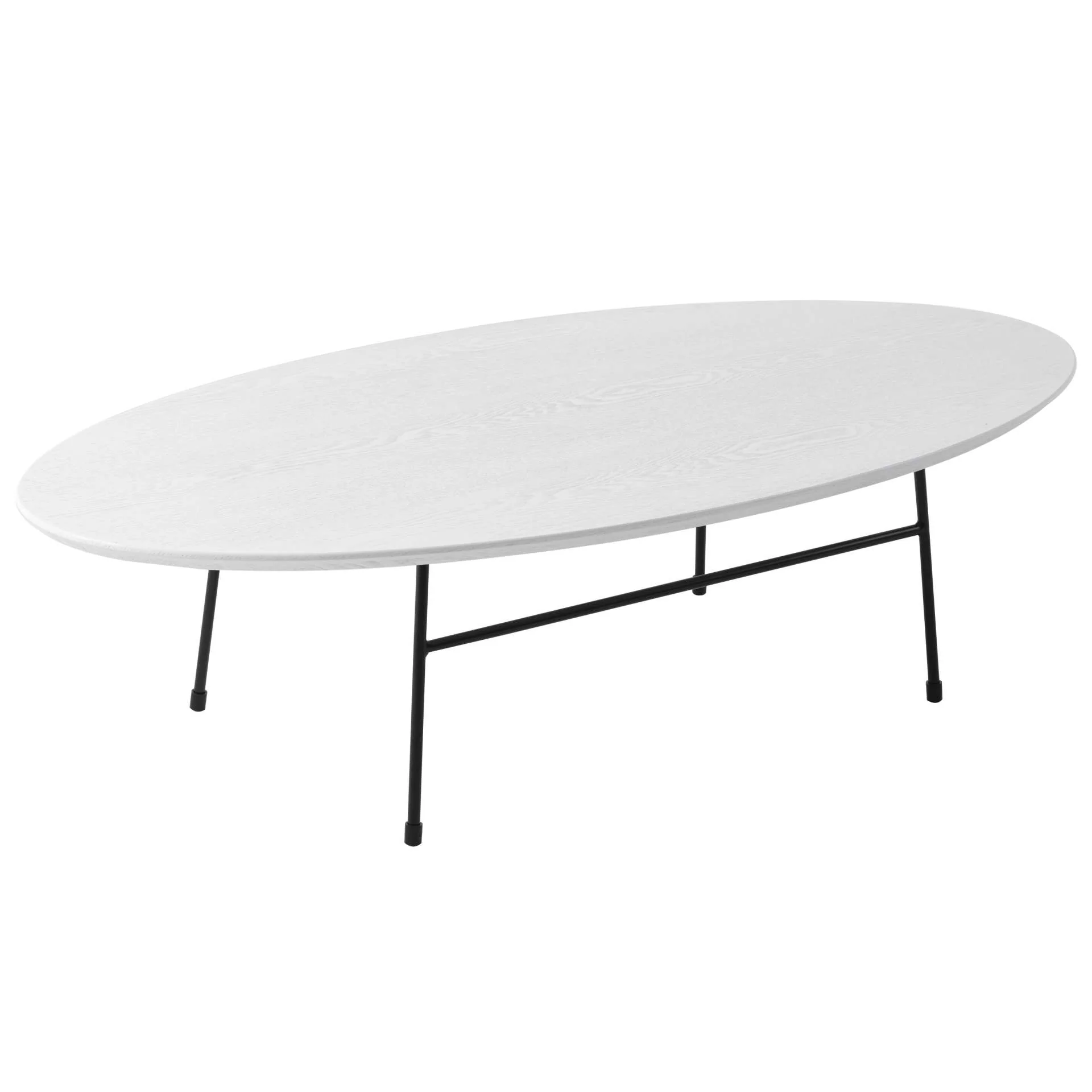 LeisureMod Rossmore Oval Coffee Table with Ash Veneer Top and Black Powder Coated Steel Frame - Image 10