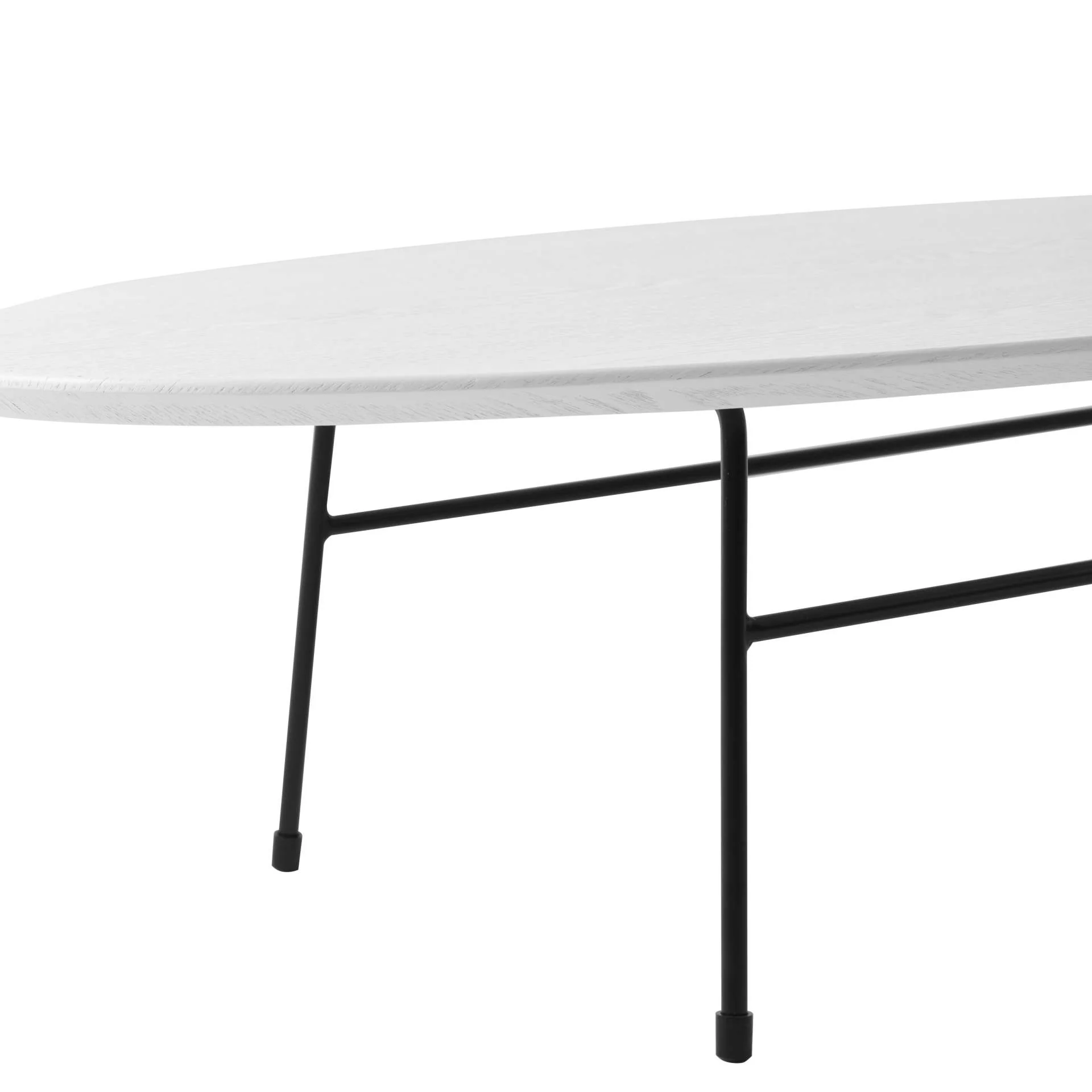 LeisureMod Rossmore Oval Coffee Table with Ash Veneer Top and Black Powder Coated Steel Frame - Image 12