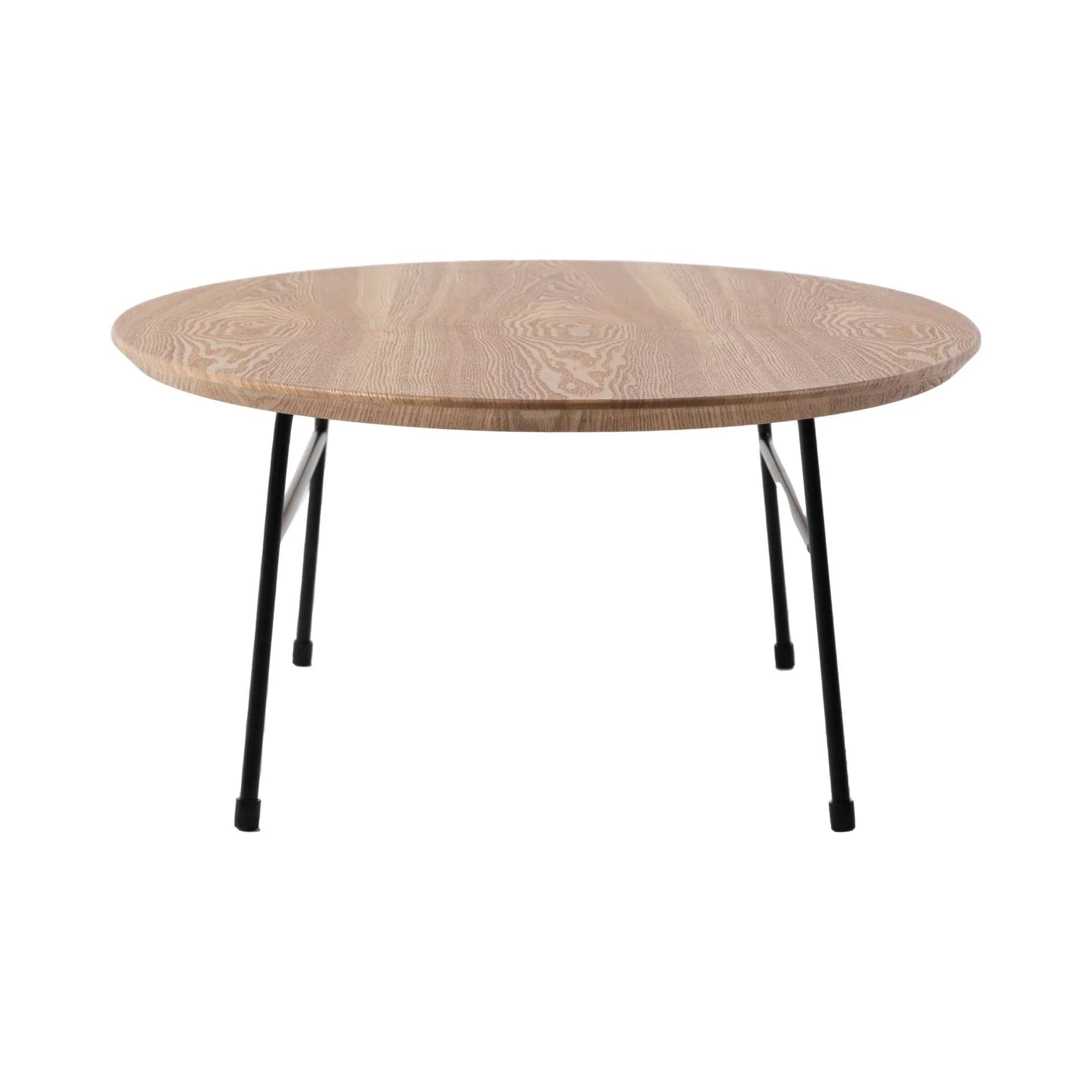 LeisureMod Rossmore Oval Coffee Table with Ash Veneer Top and Black Powder Coated Steel Frame - Image 5