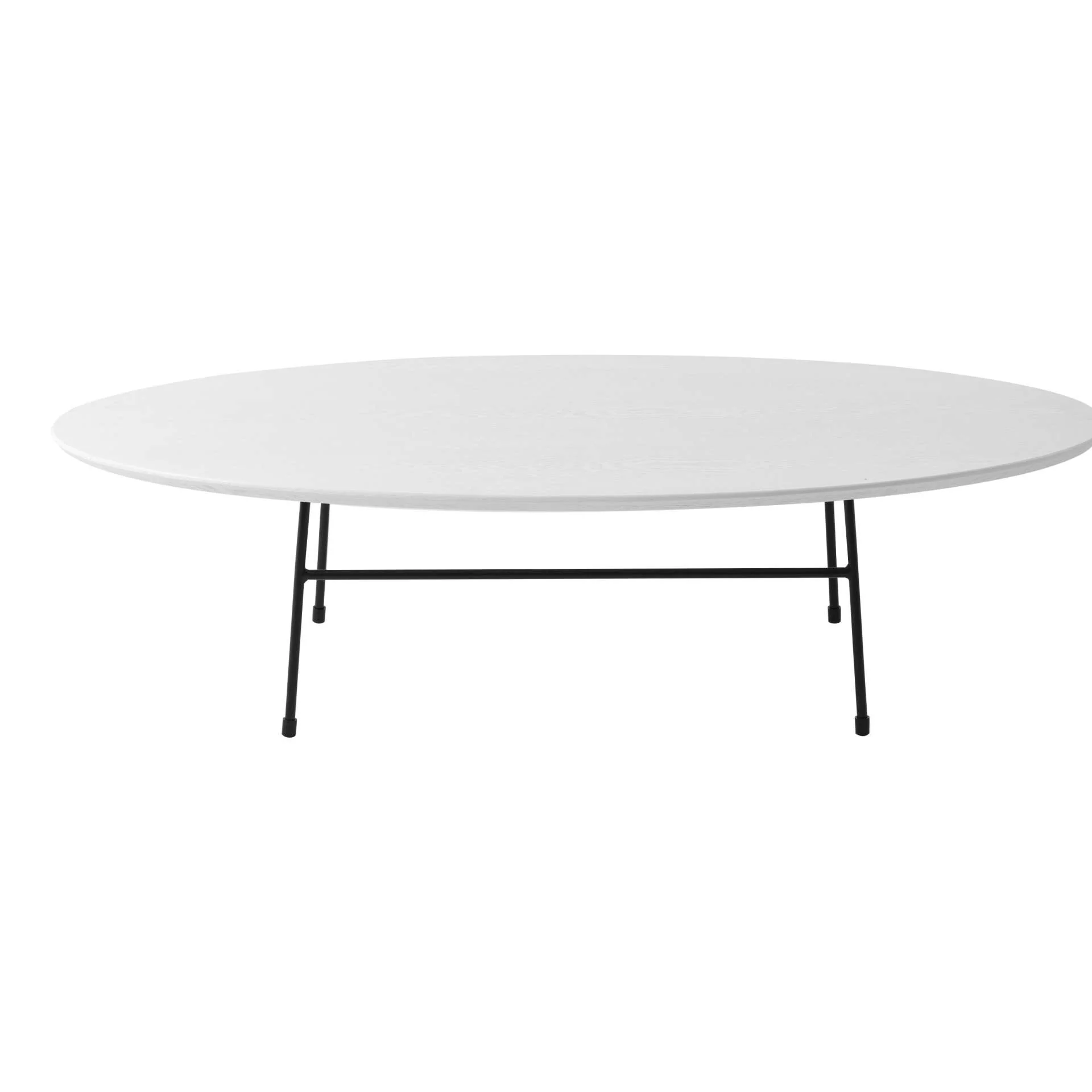 LeisureMod Rossmore Oval Coffee Table with Ash Veneer Top and Black Powder Coated Steel Frame - Image 9