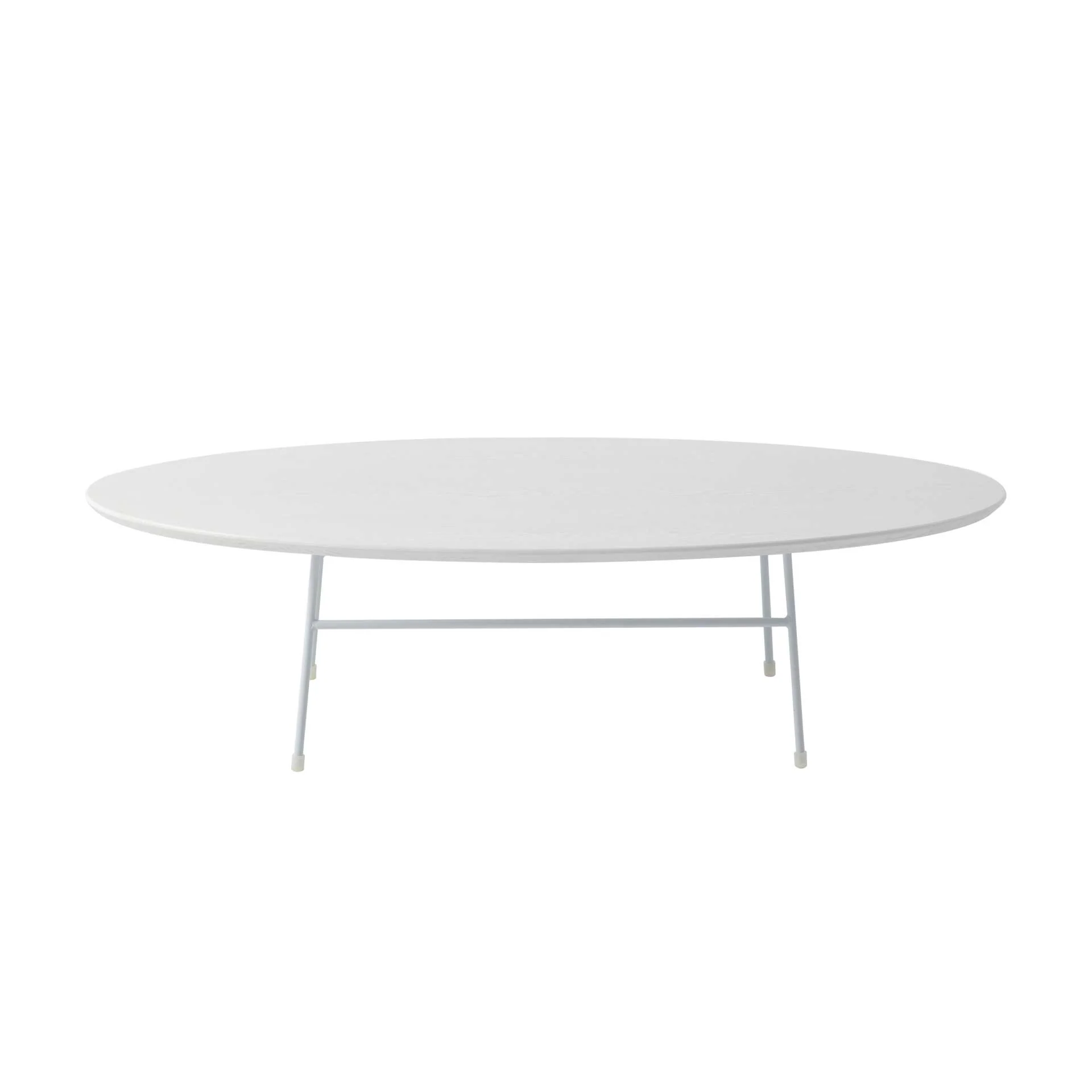 LeisureMod Rossmore Oval Coffee Table with Ash Veneer Top and White Powder Coated Steel Frame - Image 11