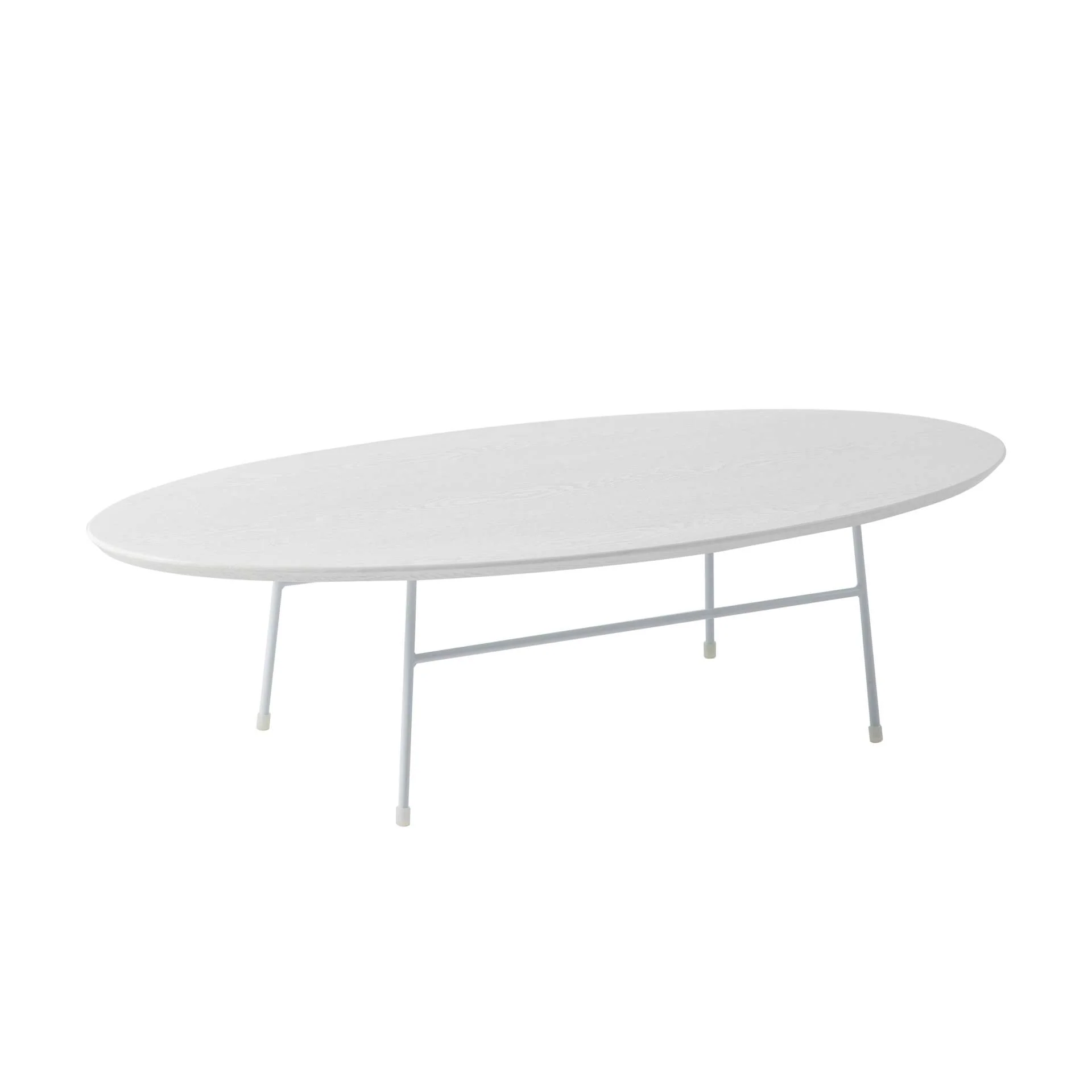 LeisureMod Rossmore Oval Coffee Table with Ash Veneer Top and White Powder Coated Steel Frame - Image 12