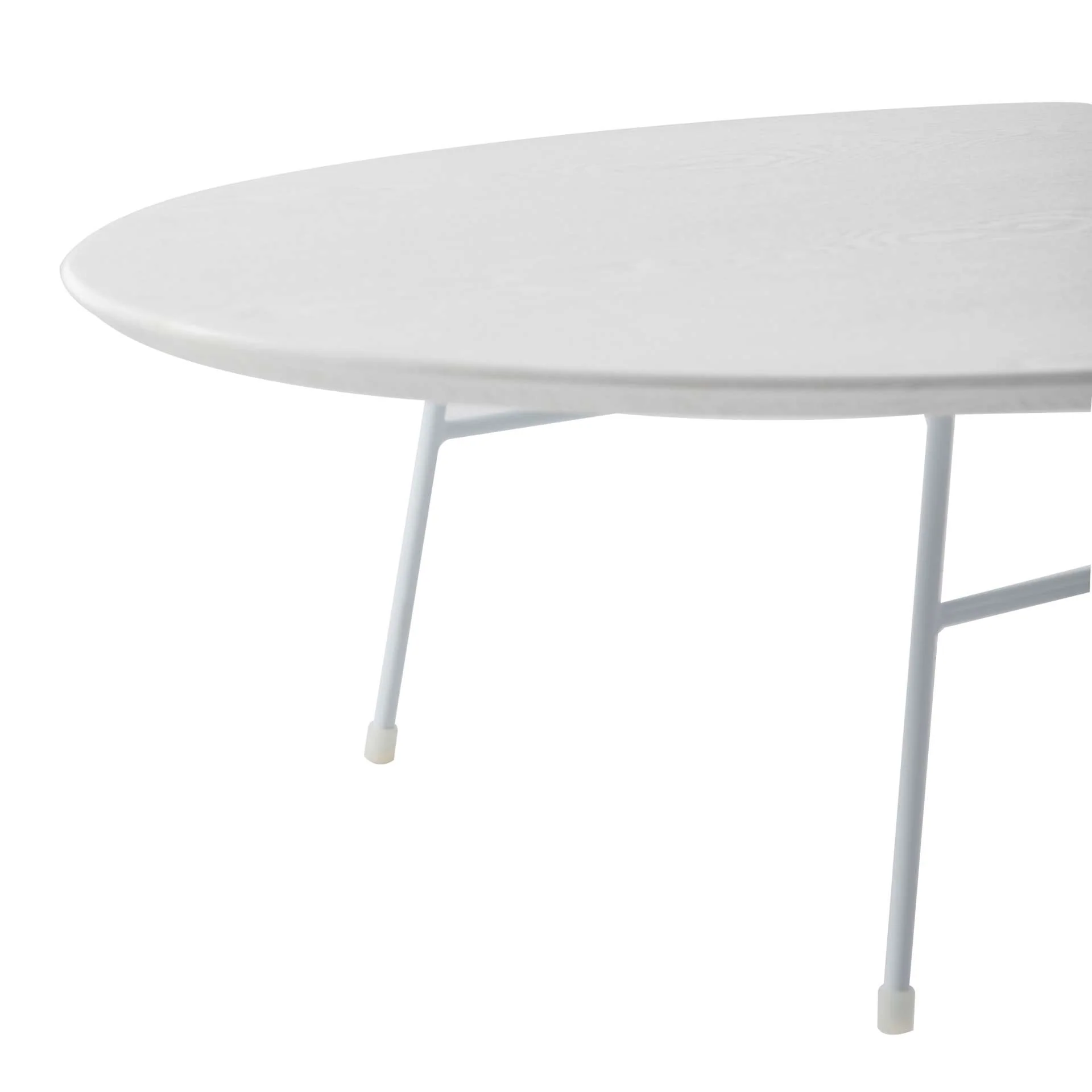 LeisureMod Rossmore Oval Coffee Table with Ash Veneer Top and White Powder Coated Steel Frame - Image 14