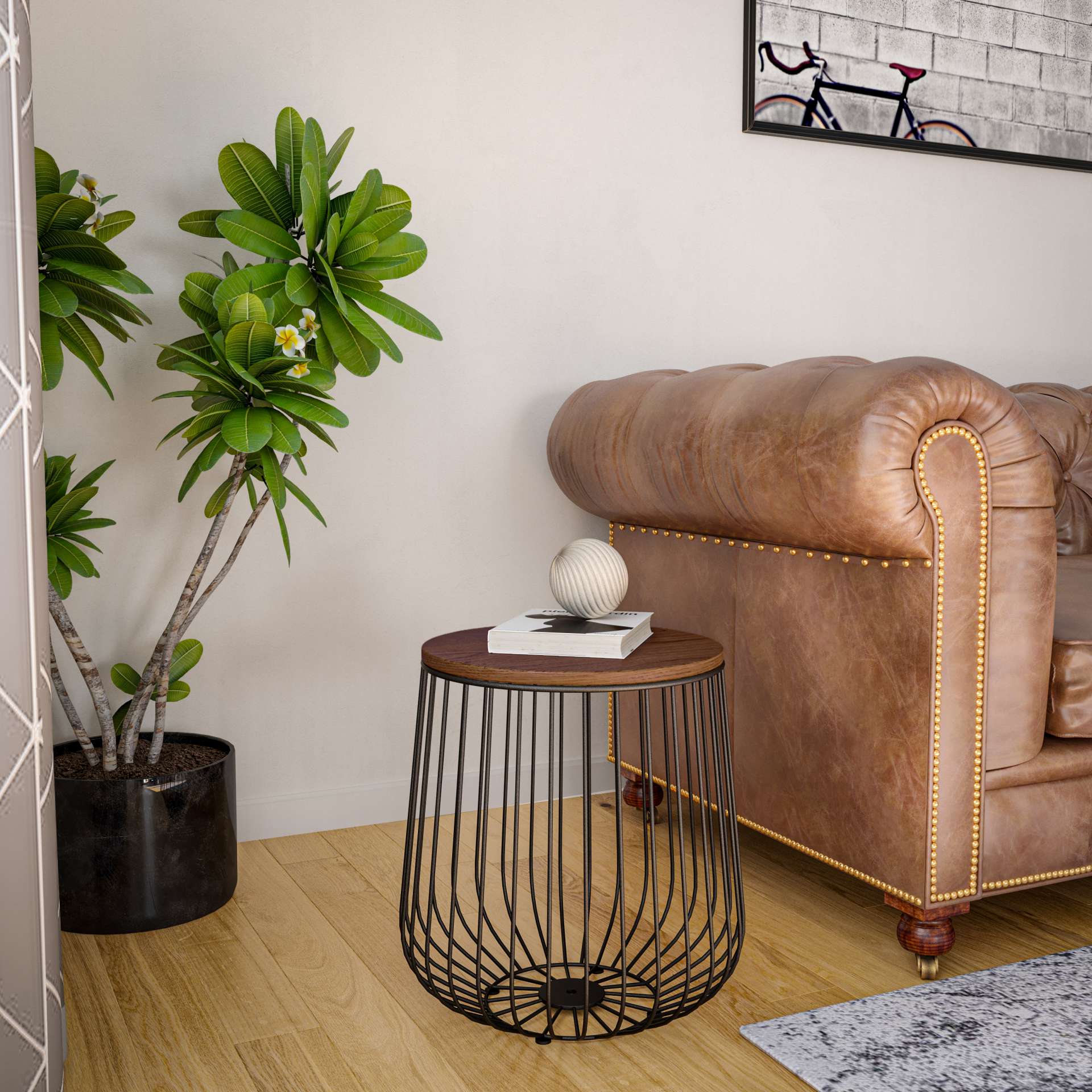 LeisureMod Runswick Modern Wood Top End Table With Metal Base - Image 15