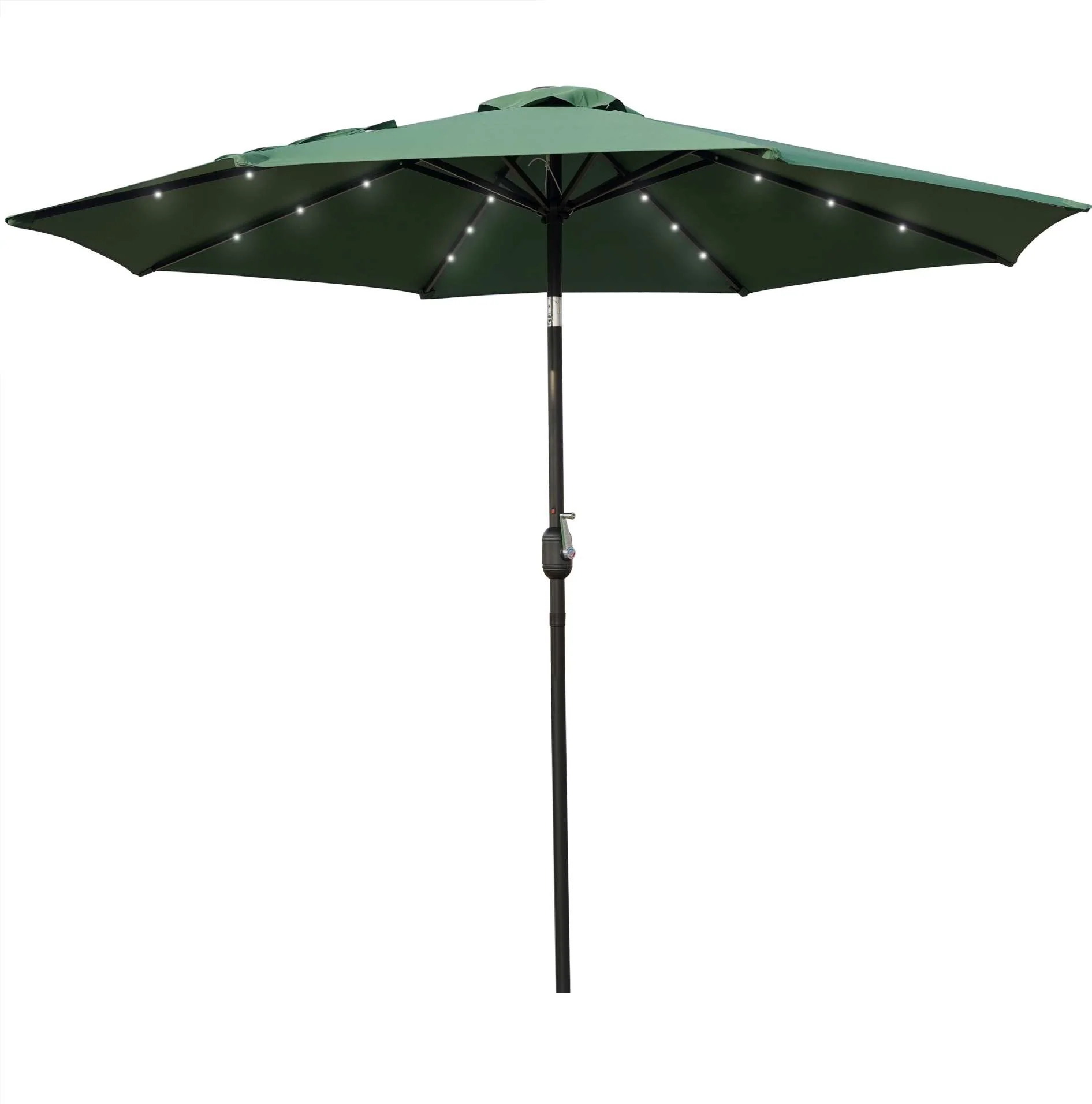 LeisureMod Sierra Modern 9 ft Steel Market Patio Umbrella With Solar Powerd LED & Tilt - Image 14