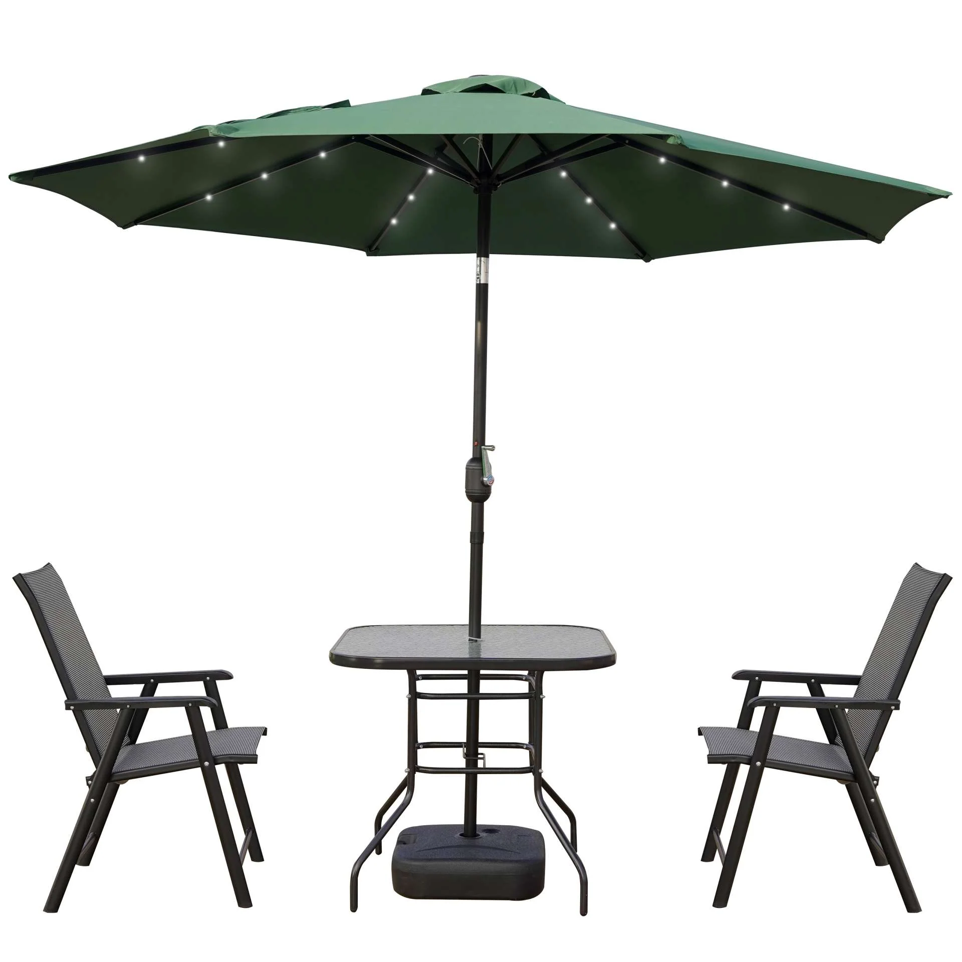 LeisureMod Sierra Modern 9 ft Steel Market Patio Umbrella With Solar Powerd LED & Tilt - Image 16