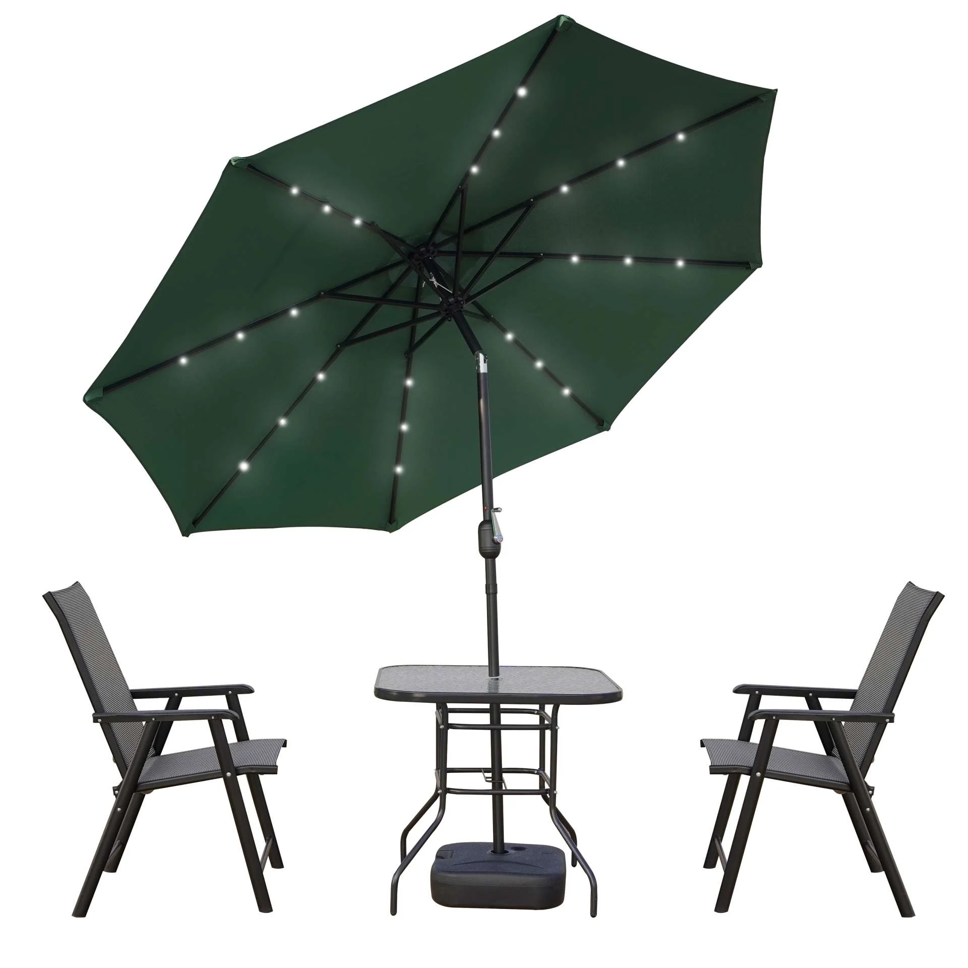LeisureMod Sierra Modern 9 ft Steel Market Patio Umbrella With Solar Powerd LED & Tilt - Image 17