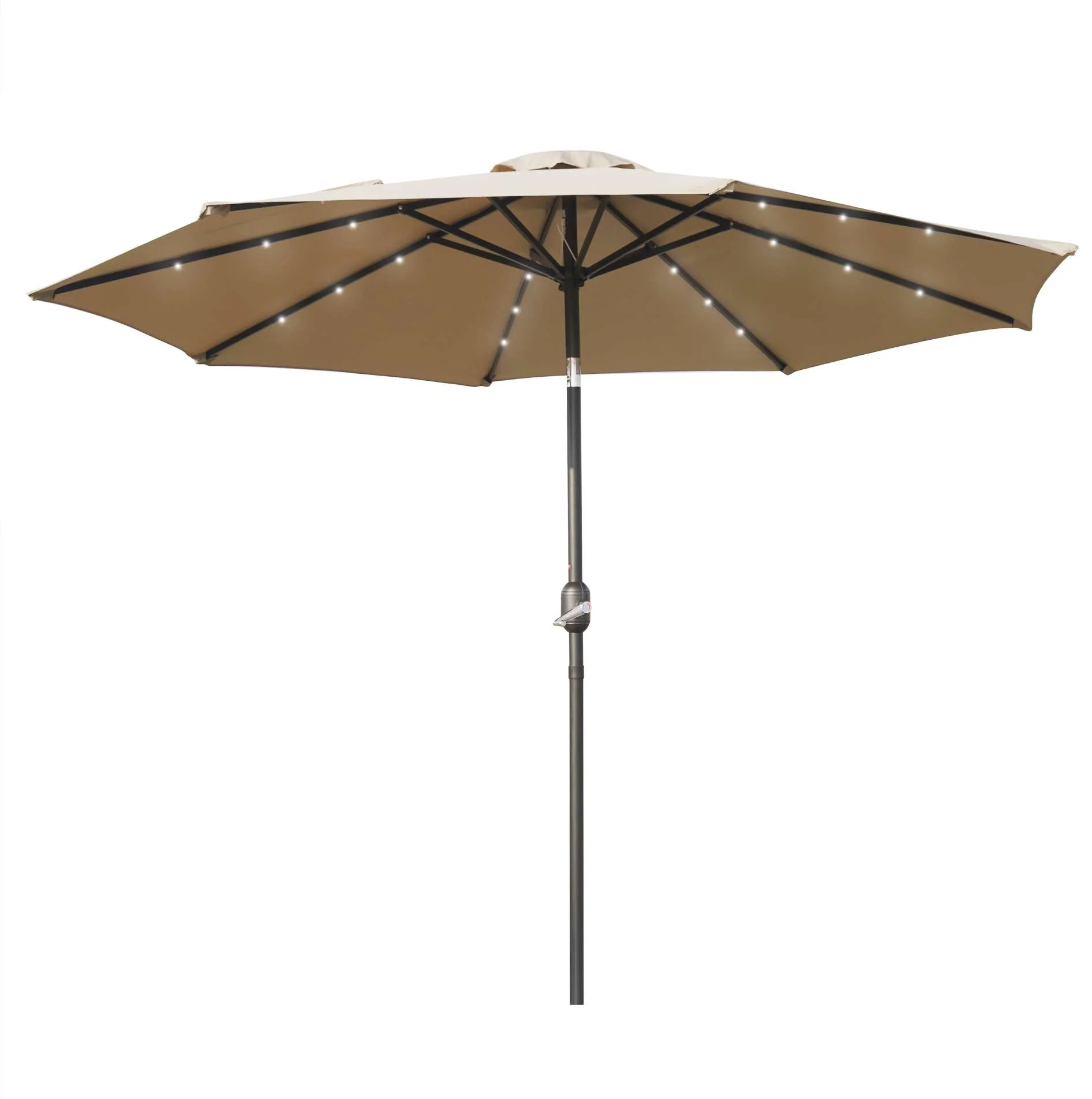LeisureMod Sierra Modern 9 ft Steel Market Patio Umbrella With Solar Powerd LED & Tilt - Image 2