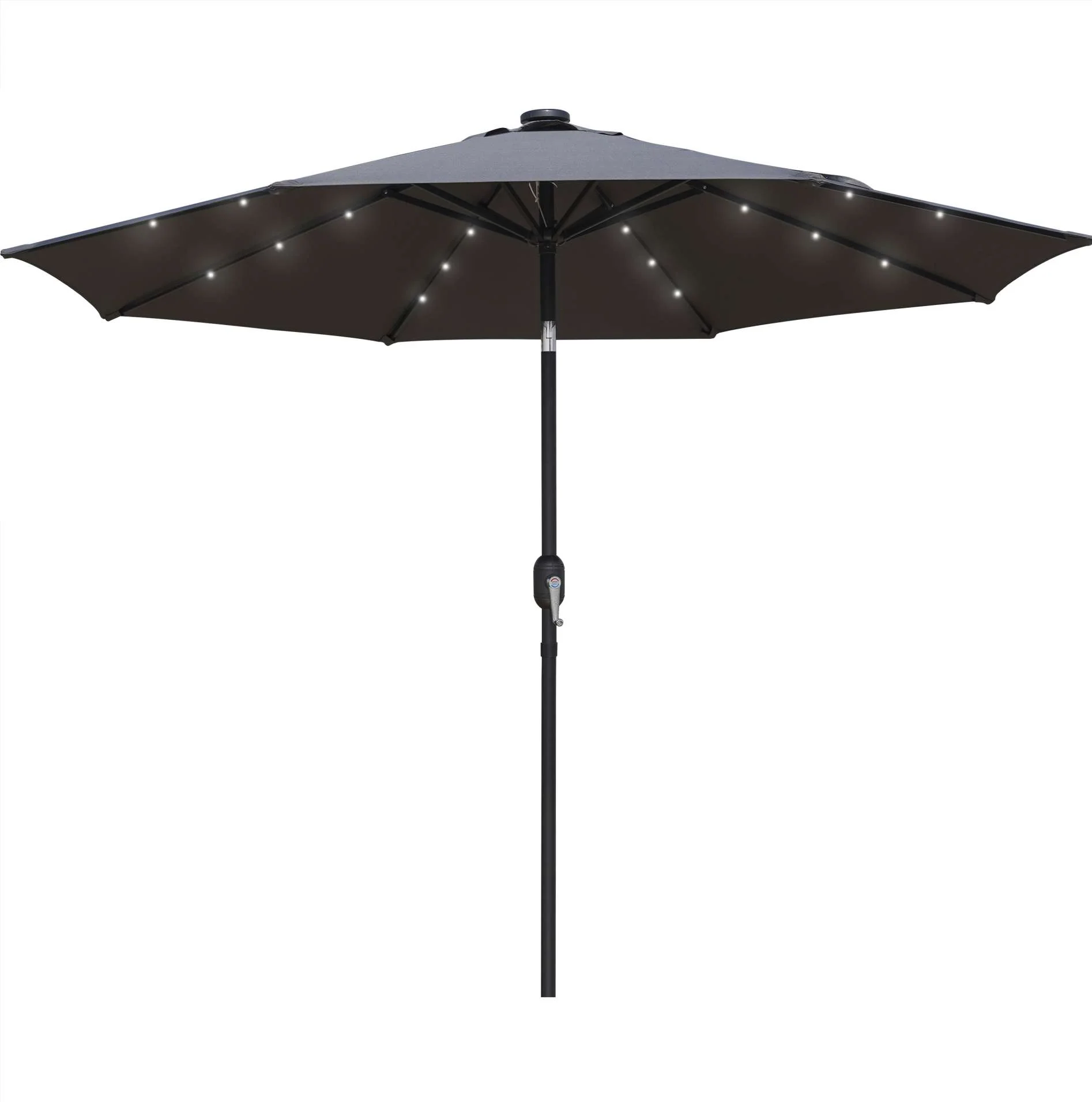 LeisureMod Sierra Modern 9 ft Steel Market Patio Umbrella With Solar Powerd LED & Tilt - Image 26