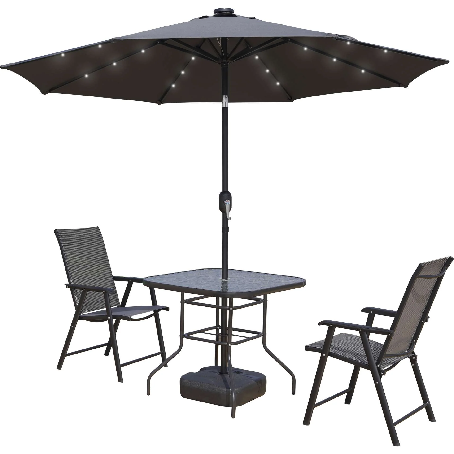 LeisureMod Sierra Modern 9 ft Steel Market Patio Umbrella With Solar Powerd LED & Tilt - Image 28