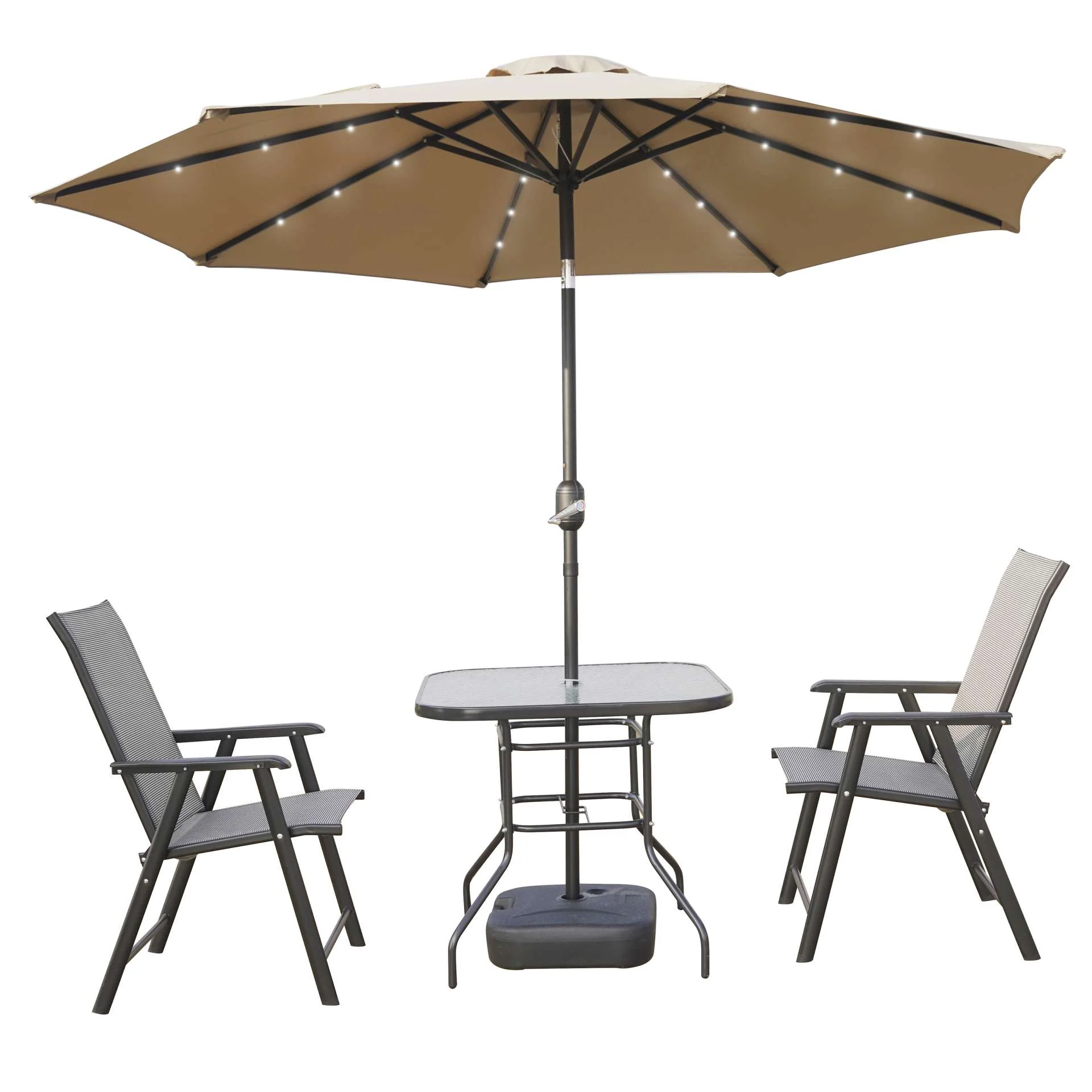 LeisureMod Sierra Modern 9 ft Steel Market Patio Umbrella With Solar Powerd LED & Tilt - Image 4