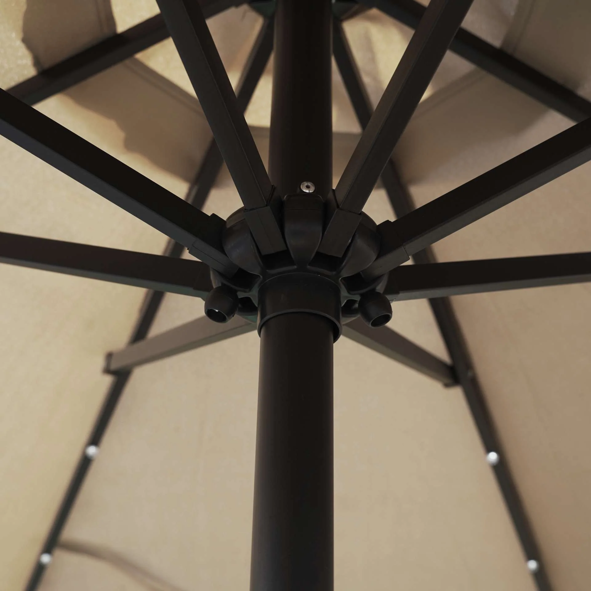 LeisureMod Sierra Modern 9 ft Steel Market Patio Umbrella With Solar Powerd LED & Tilt - Image 8