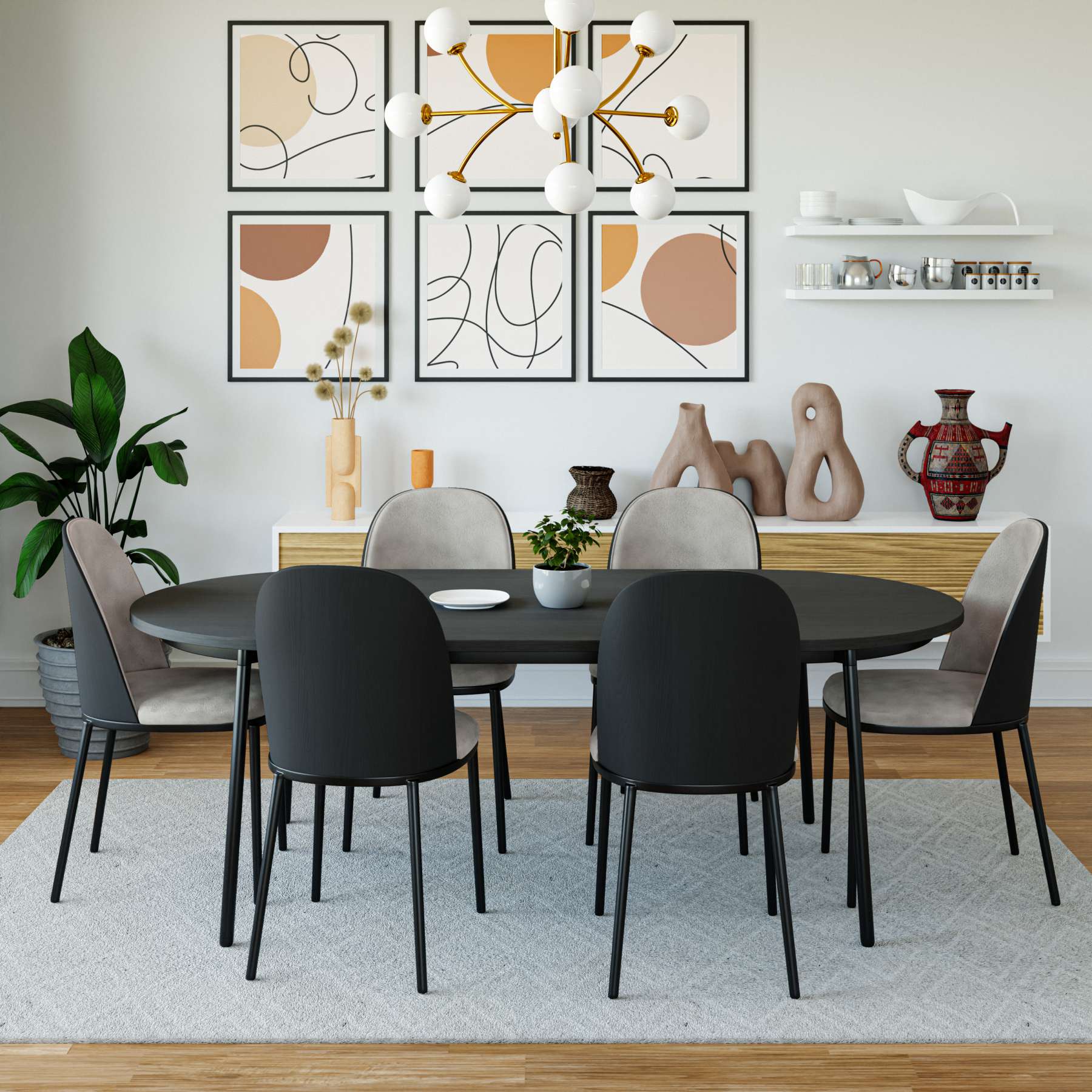 LeisureMod Tule Mid-Century Modern Dining Side Chair with Velvet Seat - TCBL18BU - Image 13