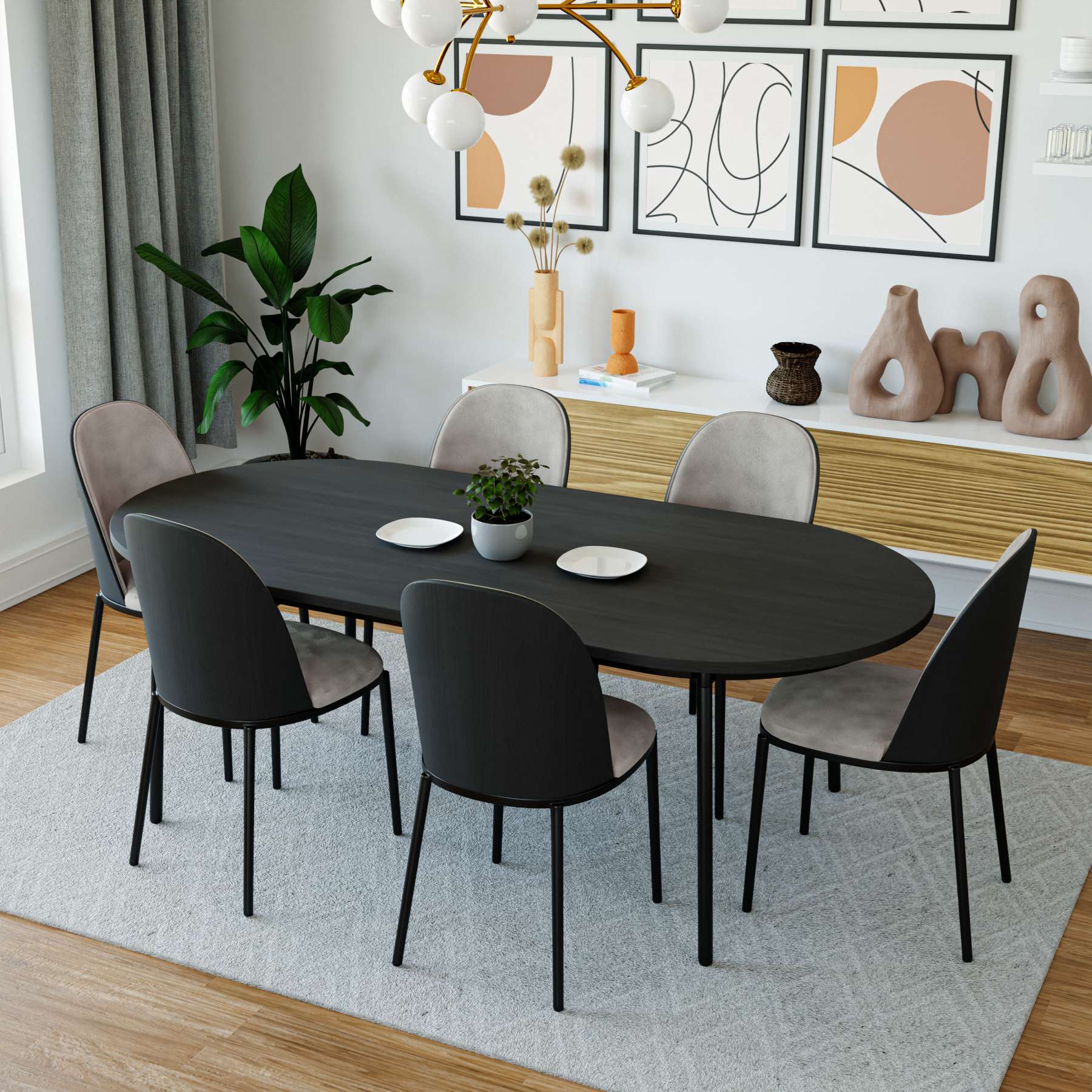 LeisureMod Tule Mid-Century Modern Dining Side Chair with Velvet Seat - TCBL18BU - Image 14