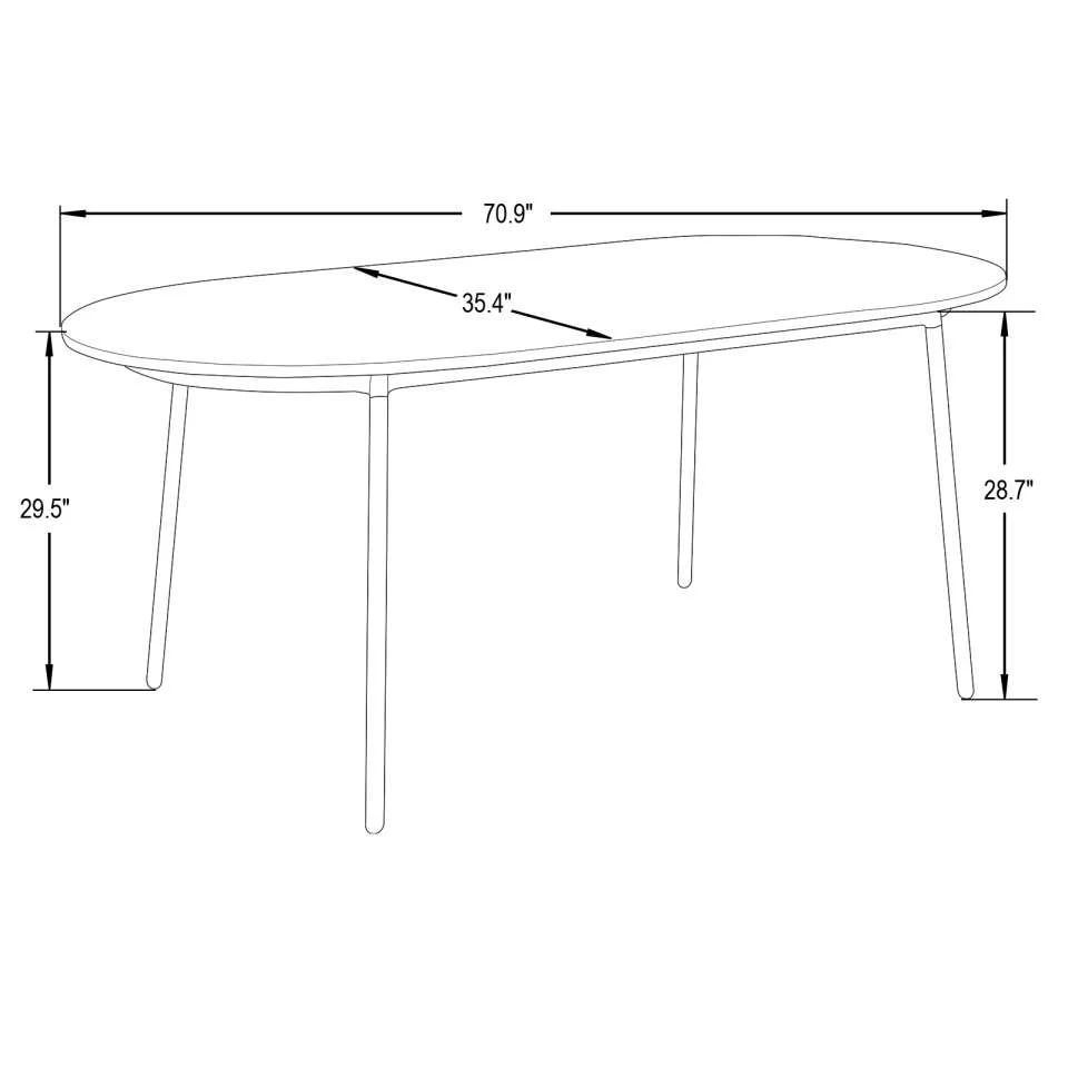 LeisureMod Tule Modern 71" Oval Dining Table with MDF Top and Black Steel Legs - Image 23