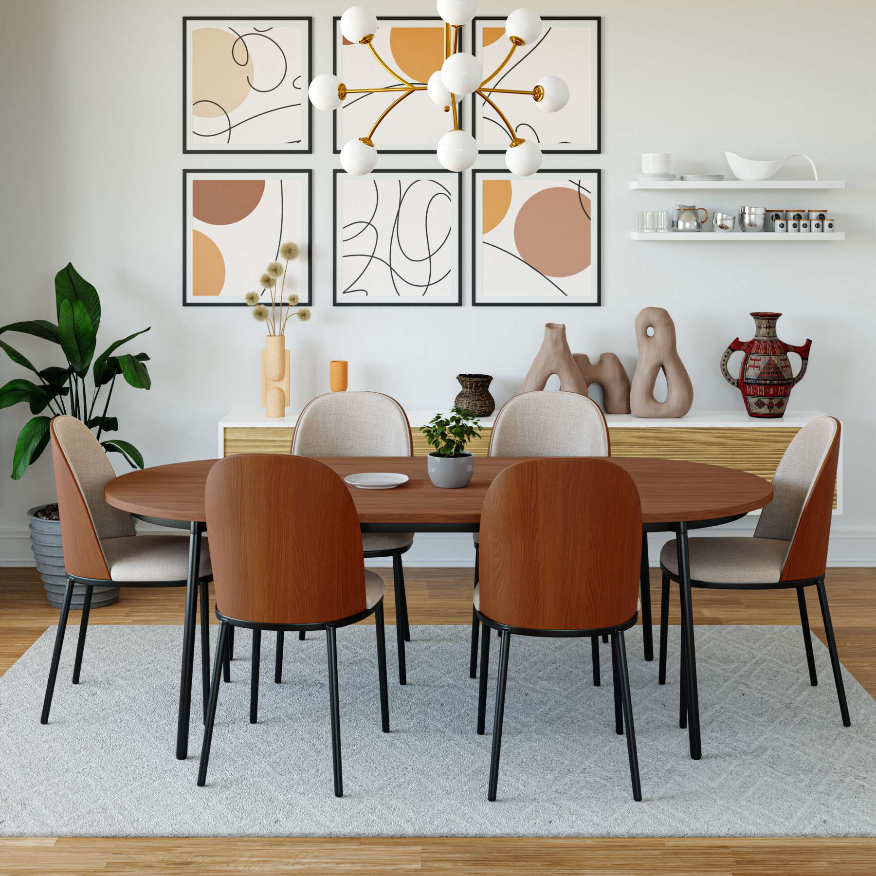 LeisureMod Tule Modern 71" Oval Dining Table with MDF Top and Black Steel Legs - Image 24