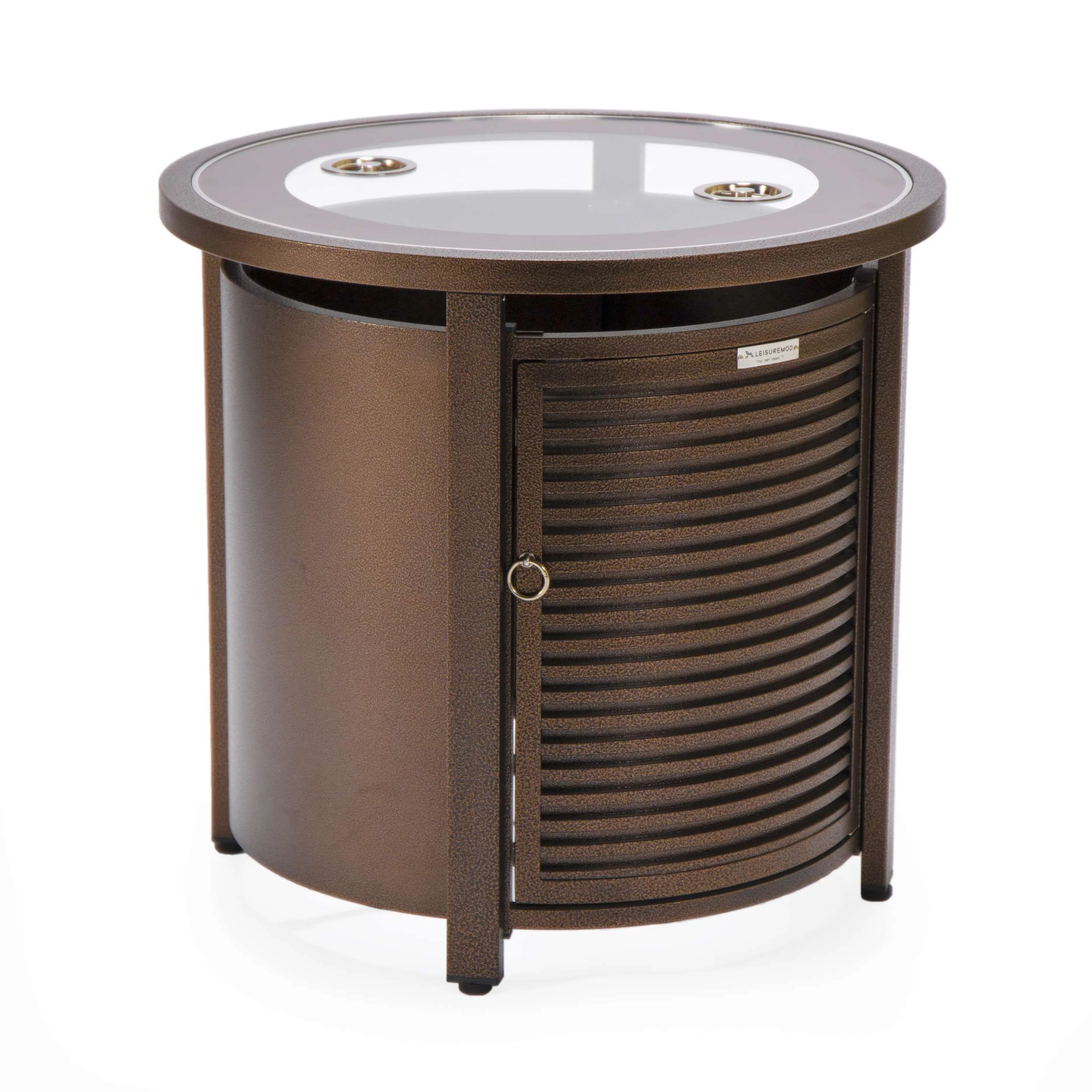 LeisureMod Walbrooke Black Patio Round Tank Holder with Slats Design - Image 10