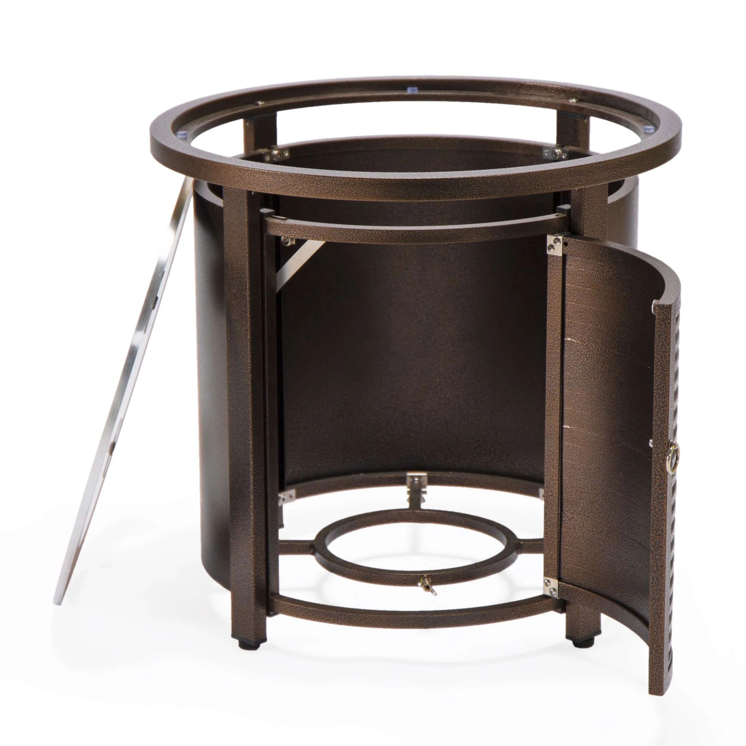 LeisureMod Walbrooke Black Patio Round Tank Holder with Slats Design - Image 12