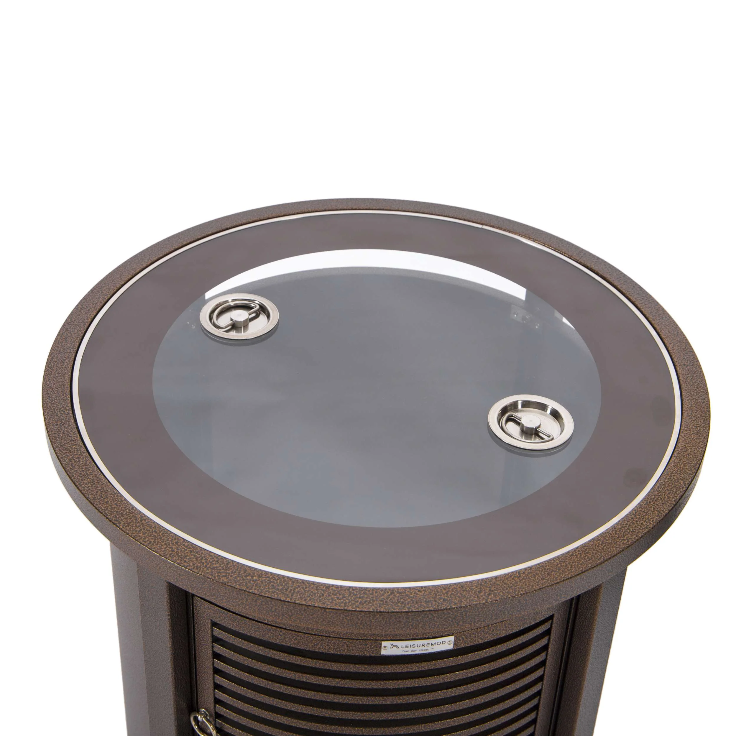 LeisureMod Walbrooke Black Patio Round Tank Holder with Slats Design - Image 15
