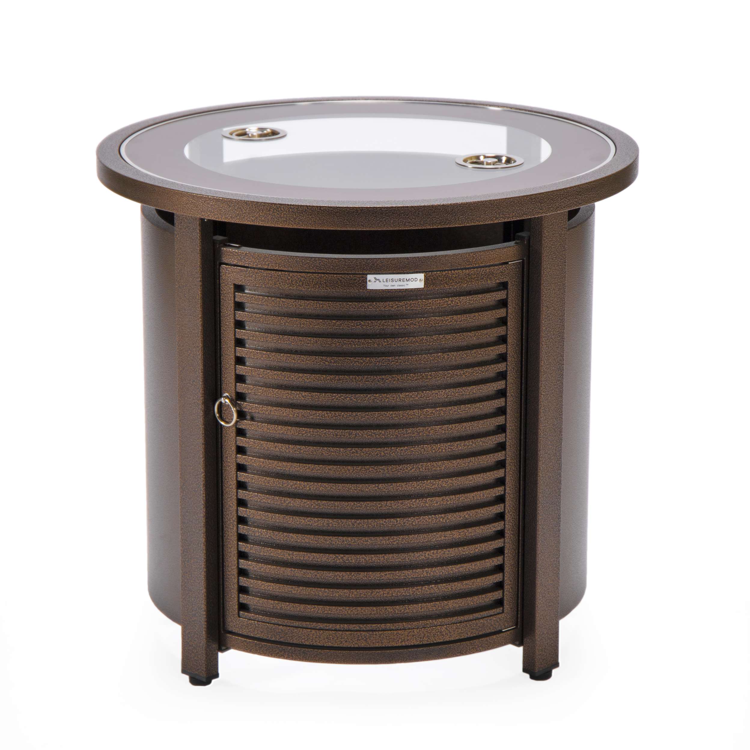 LeisureMod Walbrooke Black Patio Round Tank Holder with Slats Design - Image 16