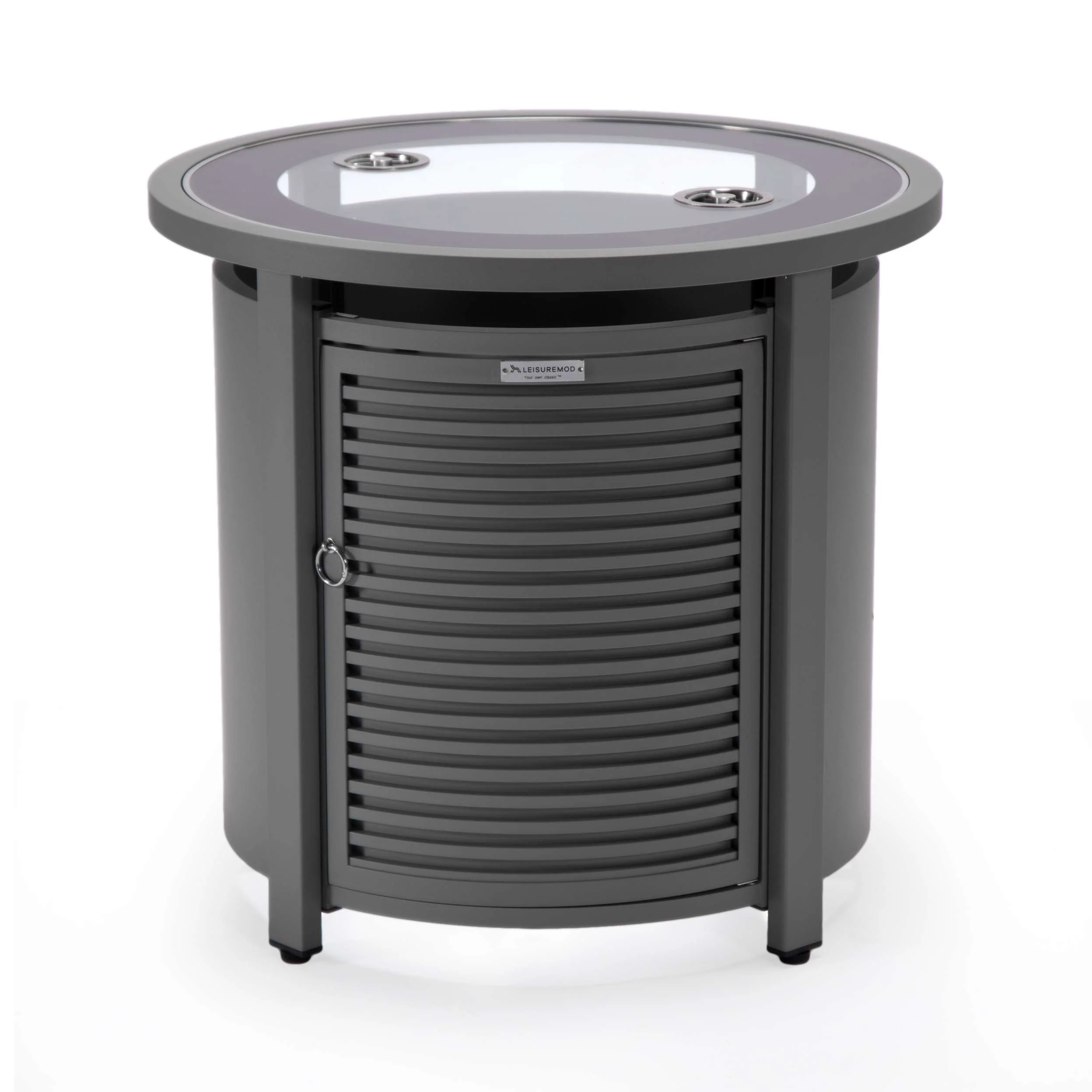 LeisureMod Walbrooke Black Patio Round Tank Holder with Slats Design - Image 19