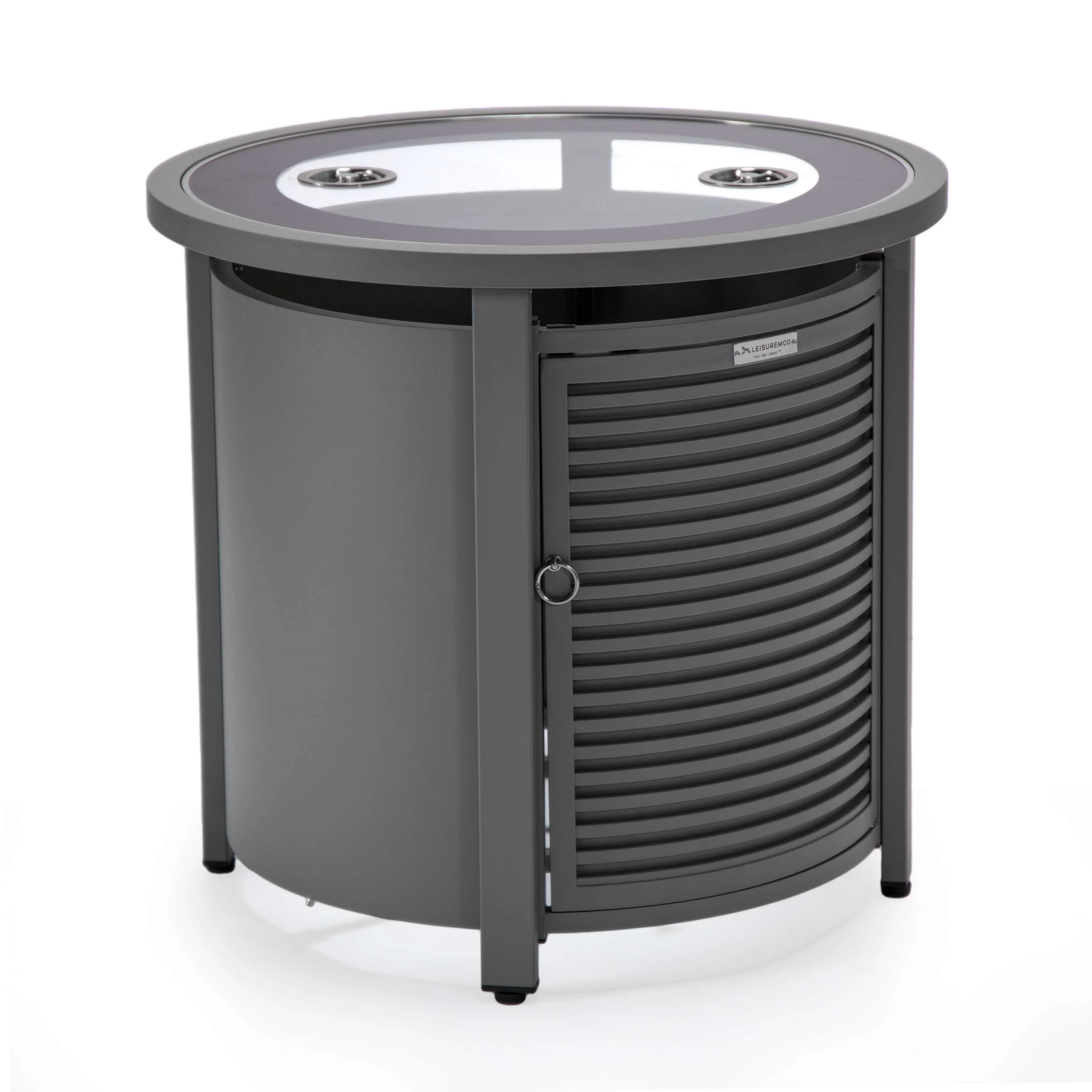 LeisureMod Walbrooke Black Patio Round Tank Holder with Slats Design - Image 20
