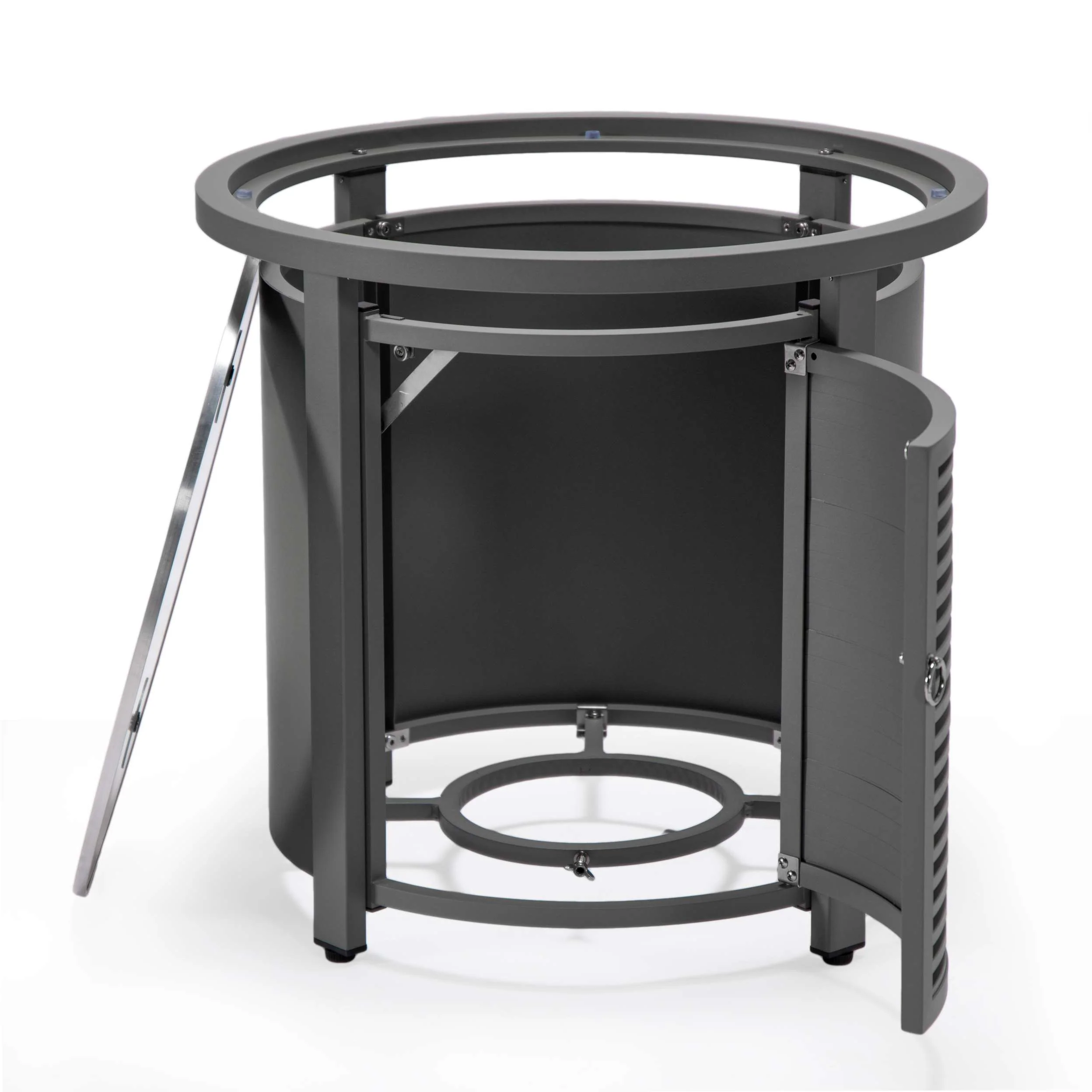 LeisureMod Walbrooke Black Patio Round Tank Holder with Slats Design - Image 22