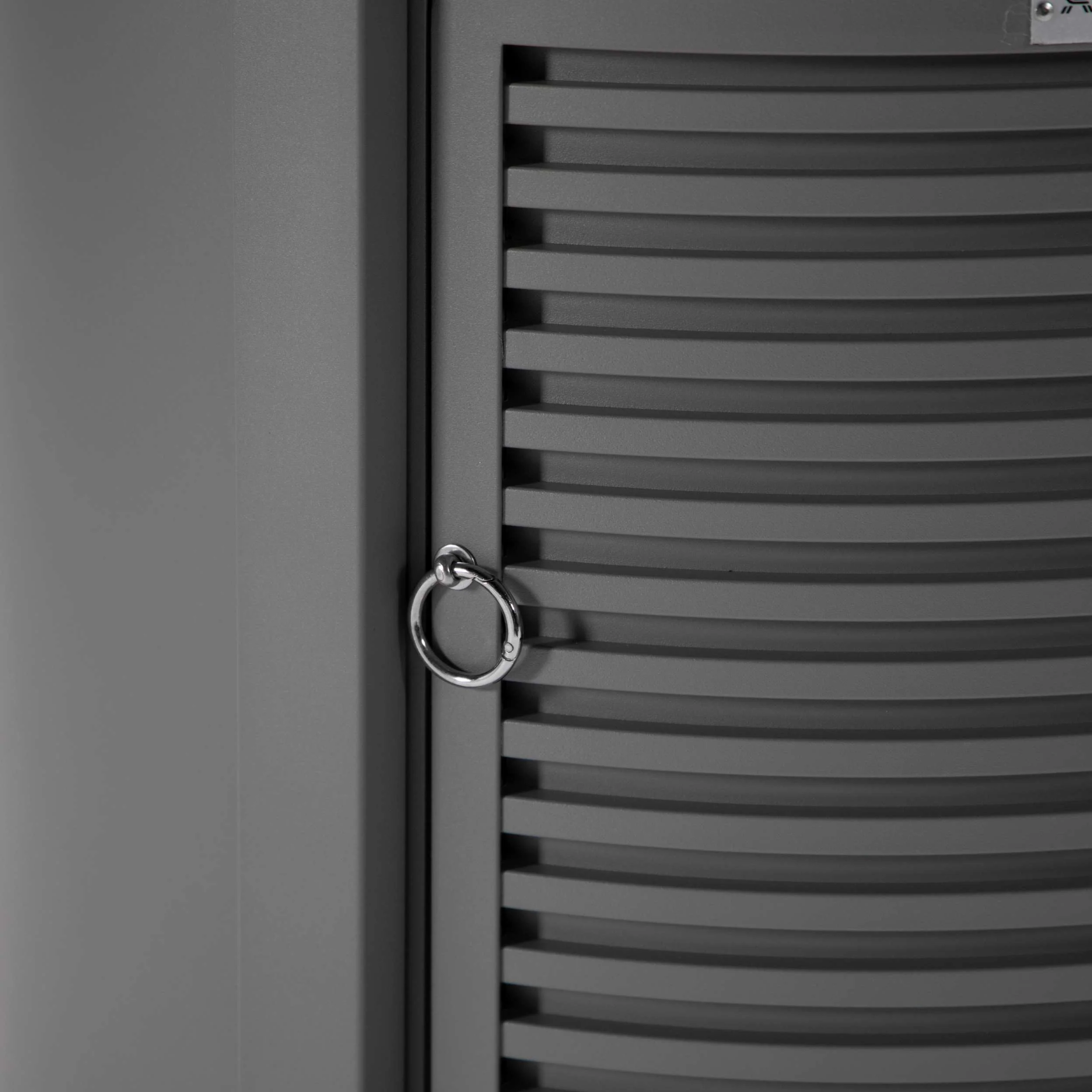 LeisureMod Walbrooke Black Patio Round Tank Holder with Slats Design - Image 24