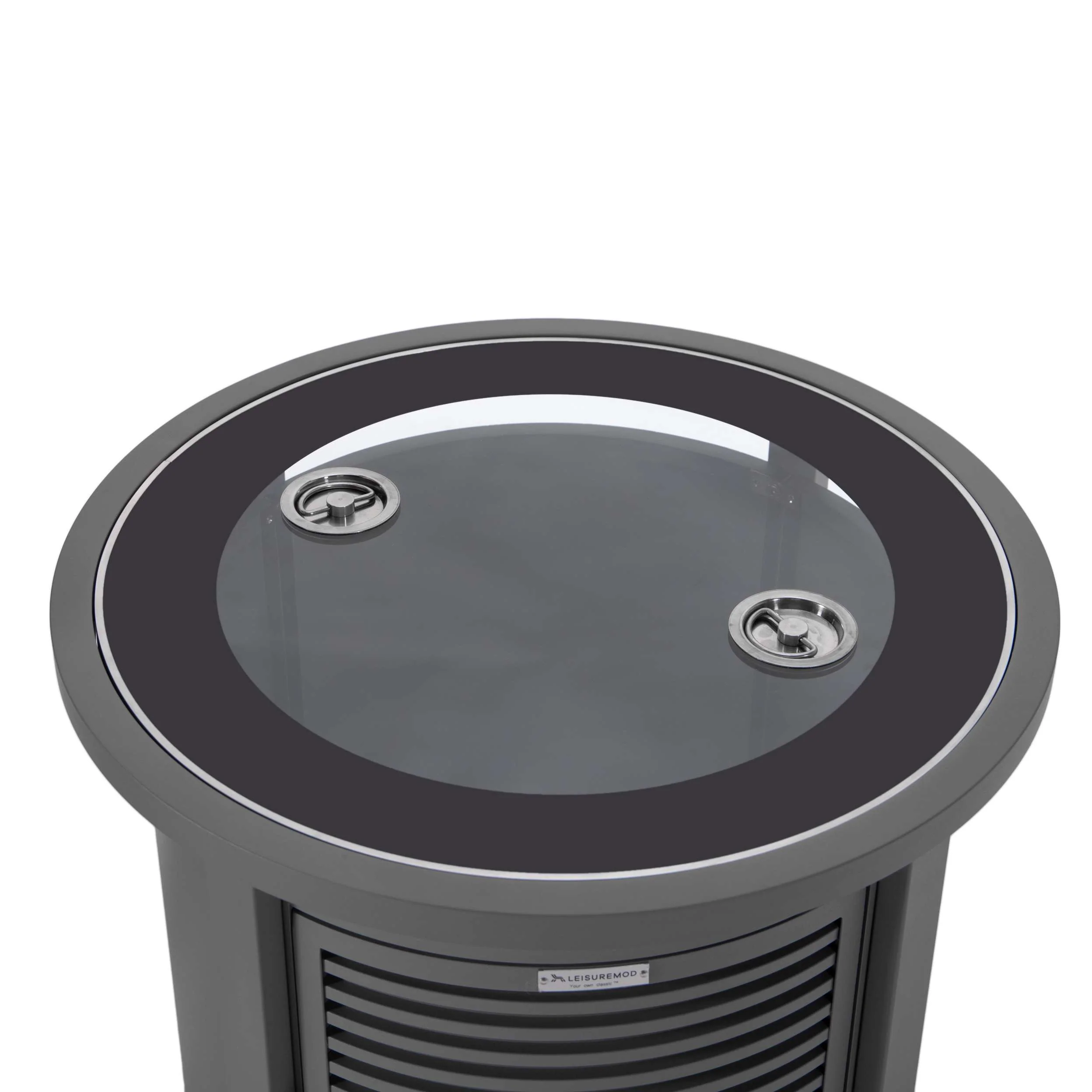 LeisureMod Walbrooke Black Patio Round Tank Holder with Slats Design - Image 26