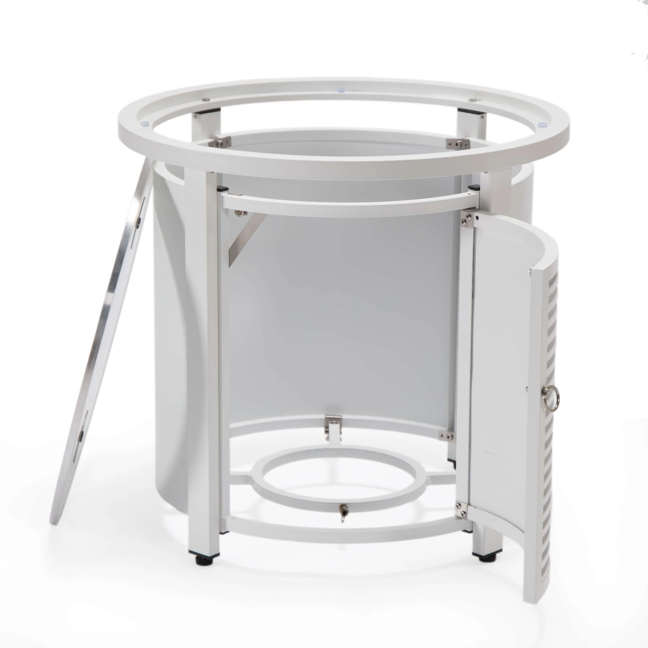 LeisureMod Walbrooke Black Patio Round Tank Holder with Slats Design - Image 29