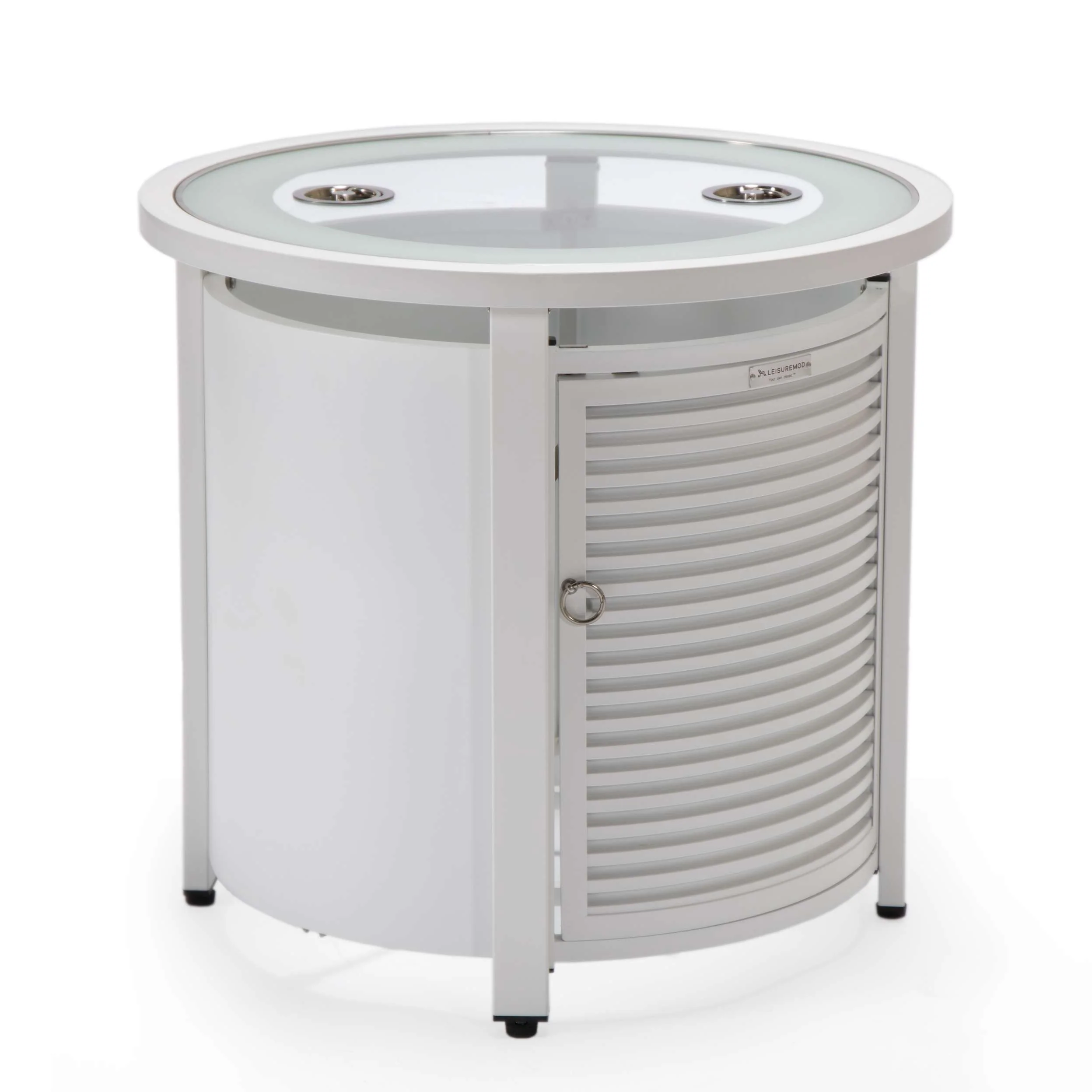 LeisureMod Walbrooke Black Patio Round Tank Holder with Slats Design - Image 31