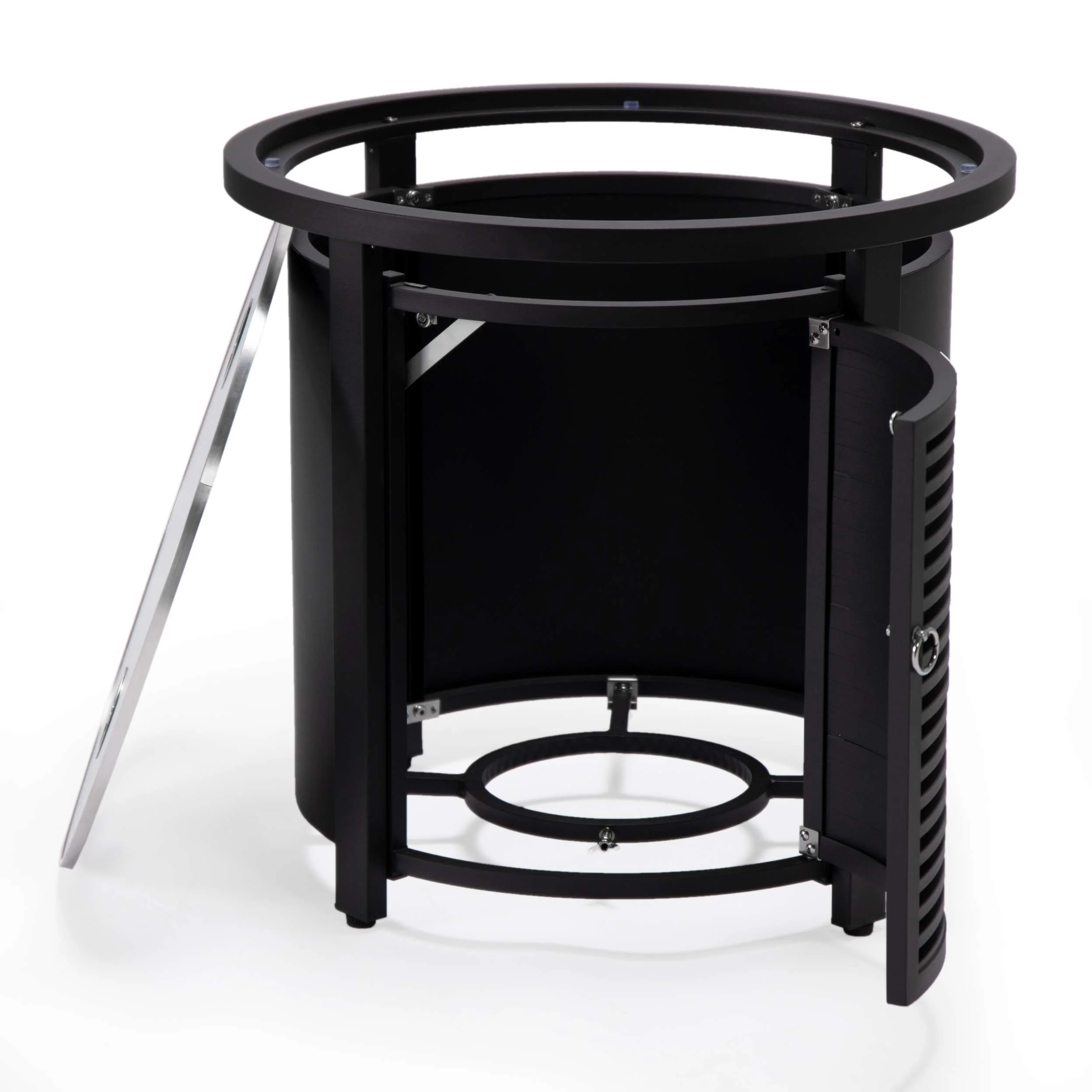 LeisureMod Walbrooke Black Patio Round Tank Holder with Slats Design - Image 4