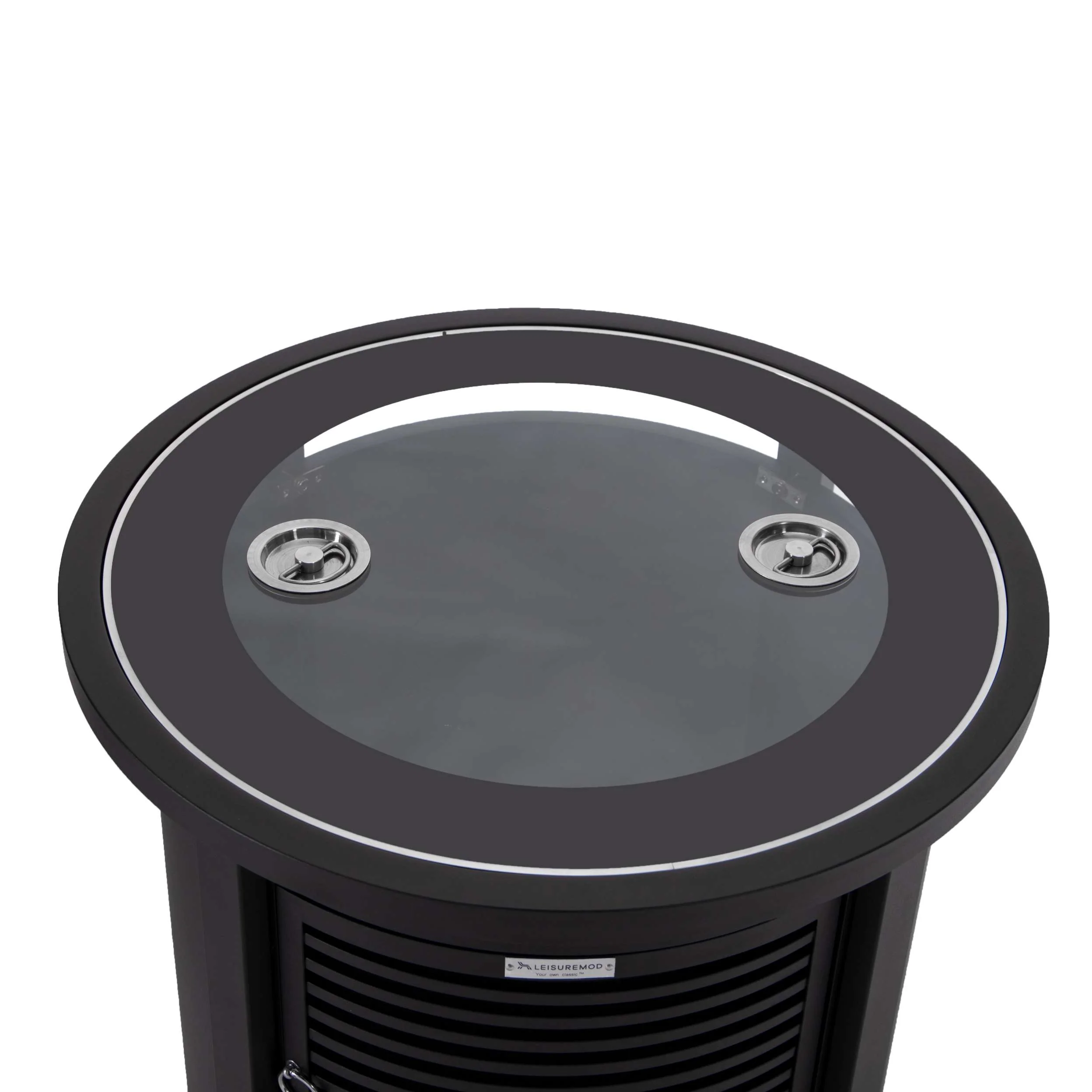 LeisureMod Walbrooke Black Patio Round Tank Holder with Slats Design - Image 6