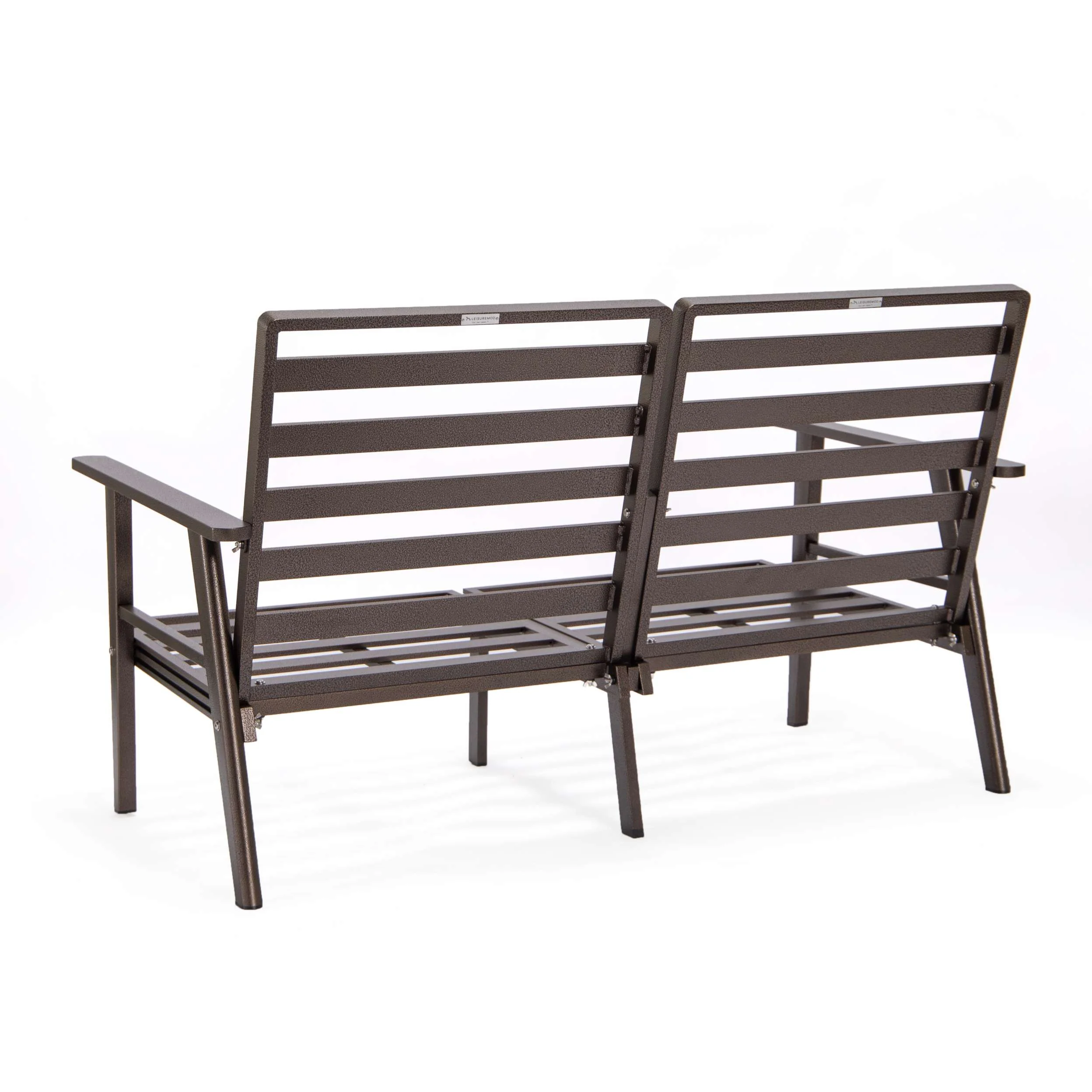 LeisureMod Walbrooke Modern 3-Piece Outdoor Patio Set with Brown Aluminum Frame - Image 12
