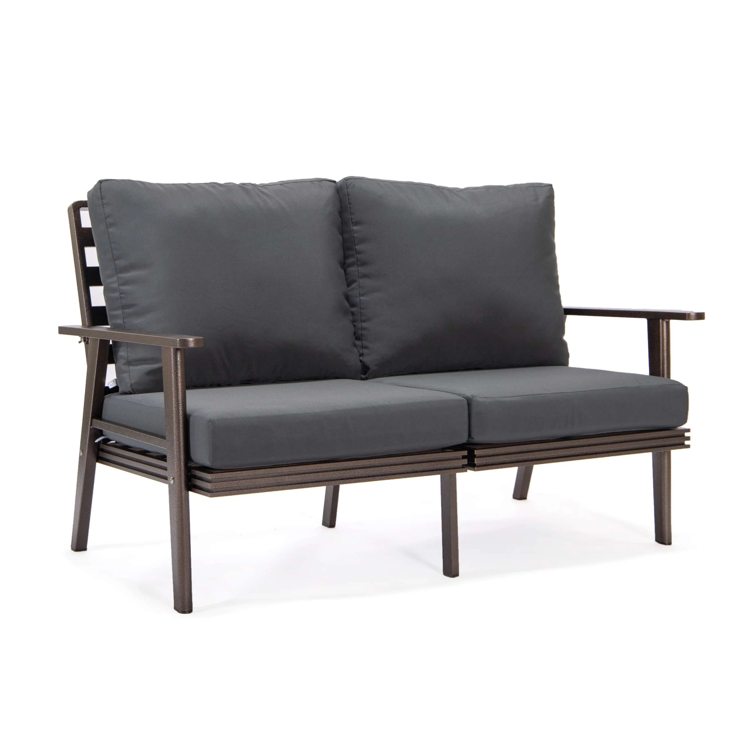 LeisureMod Walbrooke Modern 3-Piece Outdoor Patio Set with Brown Aluminum Frame - Image 17