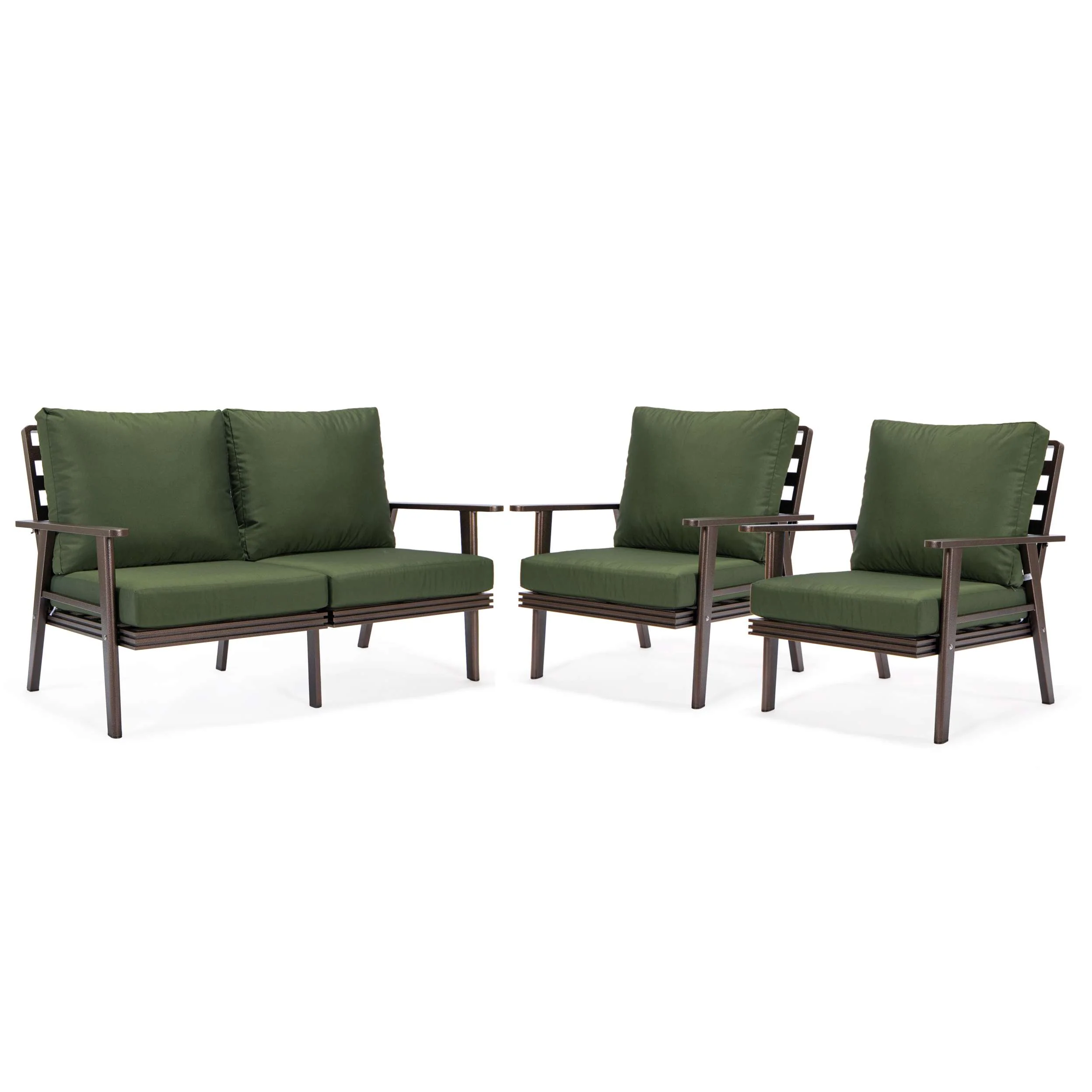 LeisureMod Walbrooke Modern 3-Piece Outdoor Patio Set with Brown Aluminum Frame - Image 21