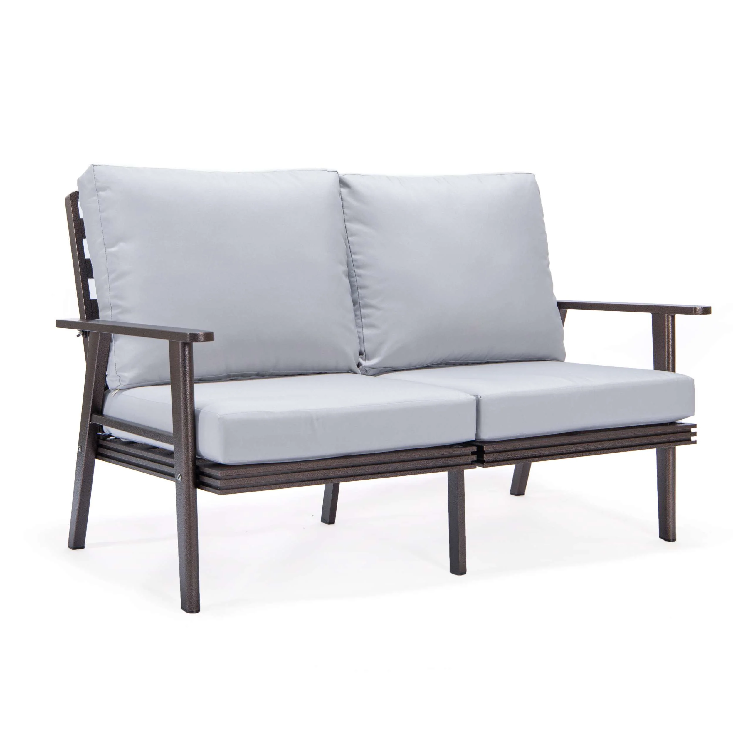 LeisureMod Walbrooke Modern 3-Piece Outdoor Patio Set with Brown Aluminum Frame - Image 53