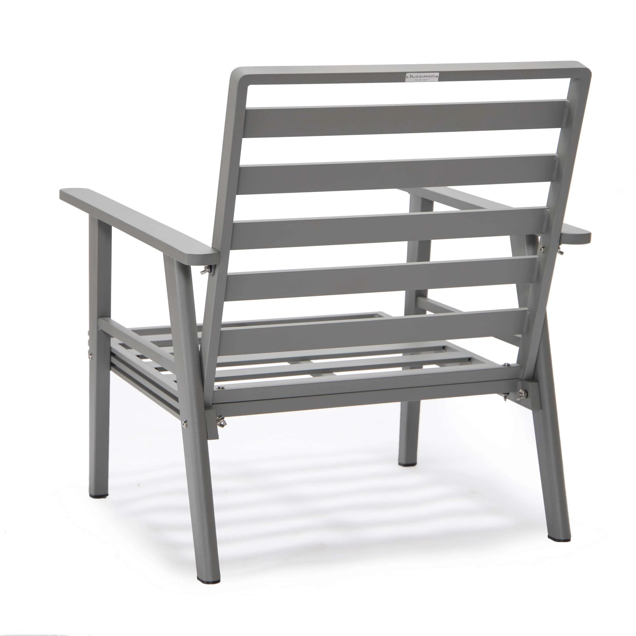 LeisureMod Walbrooke Modern 3-Piece Outdoor Patio Set with Grey Aluminum Frame - Image 10