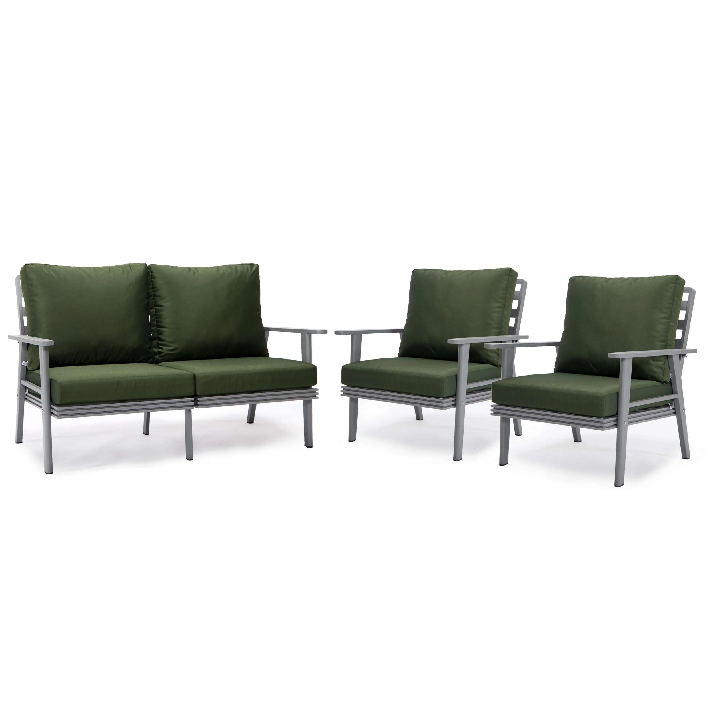 LeisureMod Walbrooke Modern 3-Piece Outdoor Patio Set with Grey Aluminum Frame - Image 20
