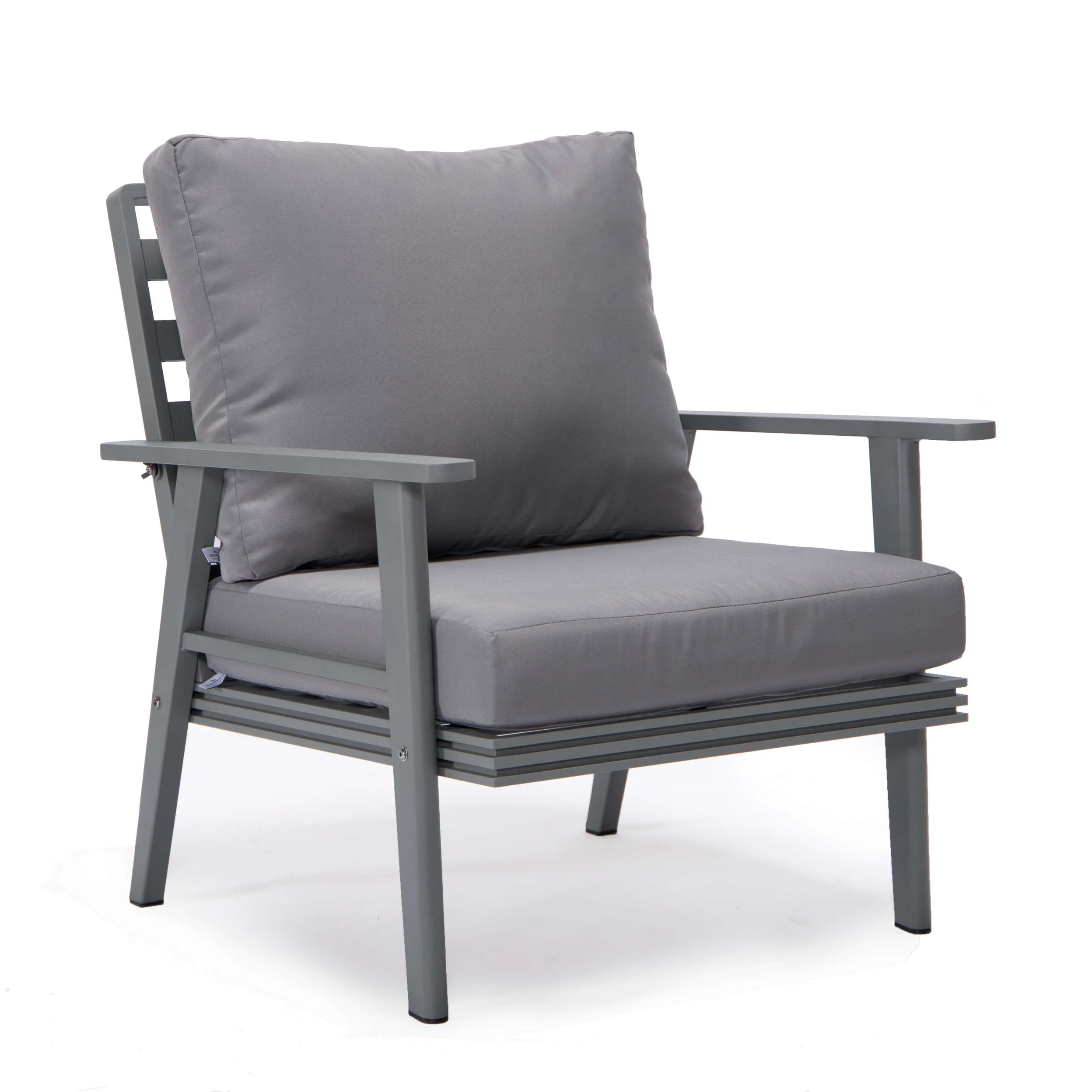 LeisureMod Walbrooke Modern 3-Piece Outdoor Patio Set with Grey Aluminum Frame - Image 34