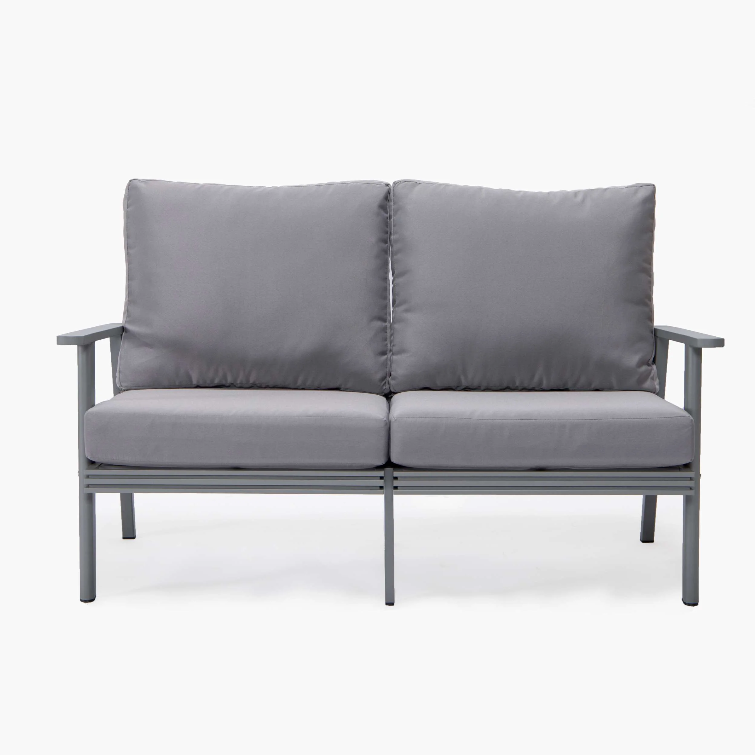 LeisureMod Walbrooke Modern 3-Piece Outdoor Patio Set with Grey Aluminum Frame - Image 39