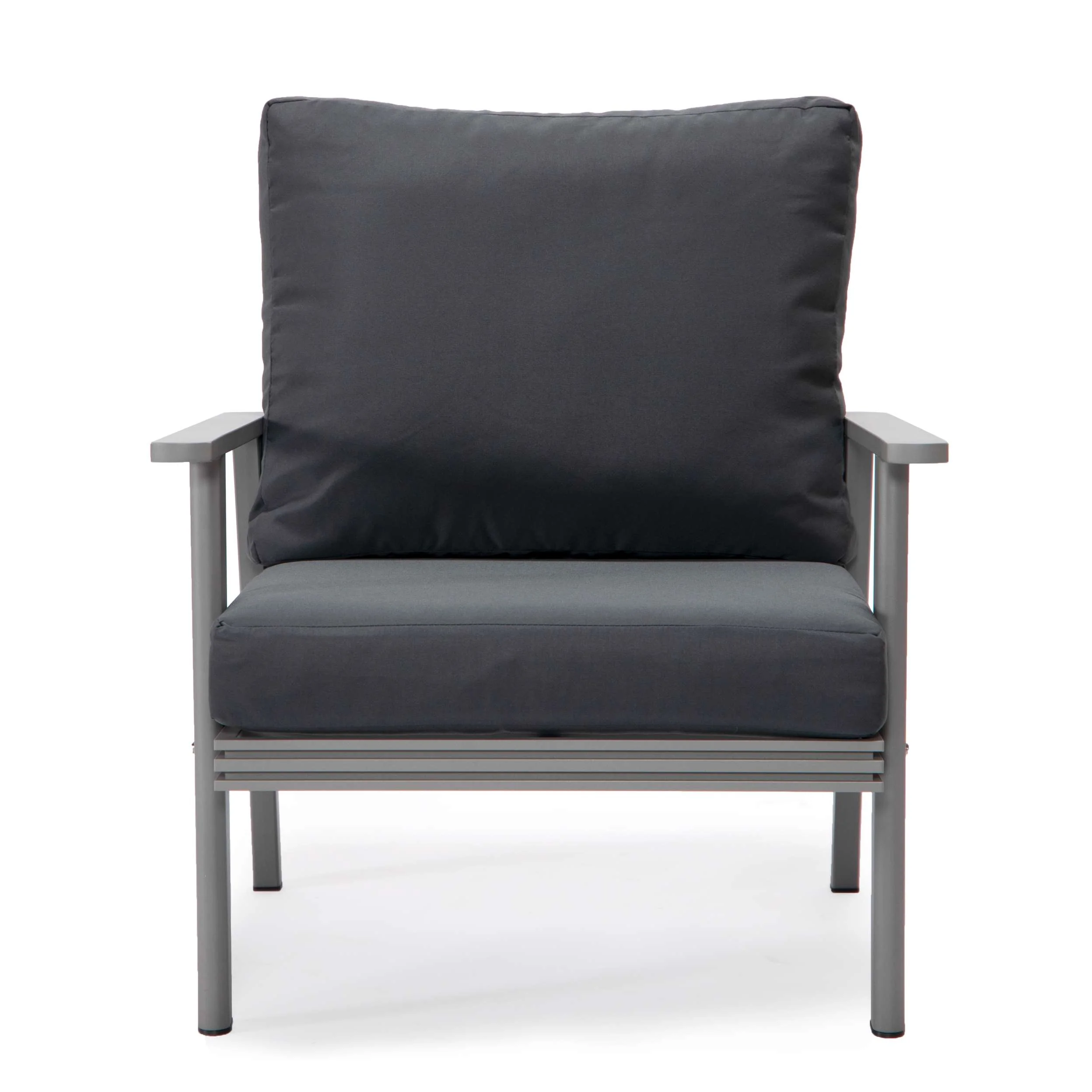LeisureMod Walbrooke Modern 3-Piece Outdoor Patio Set with Grey Aluminum Frame - Image 5