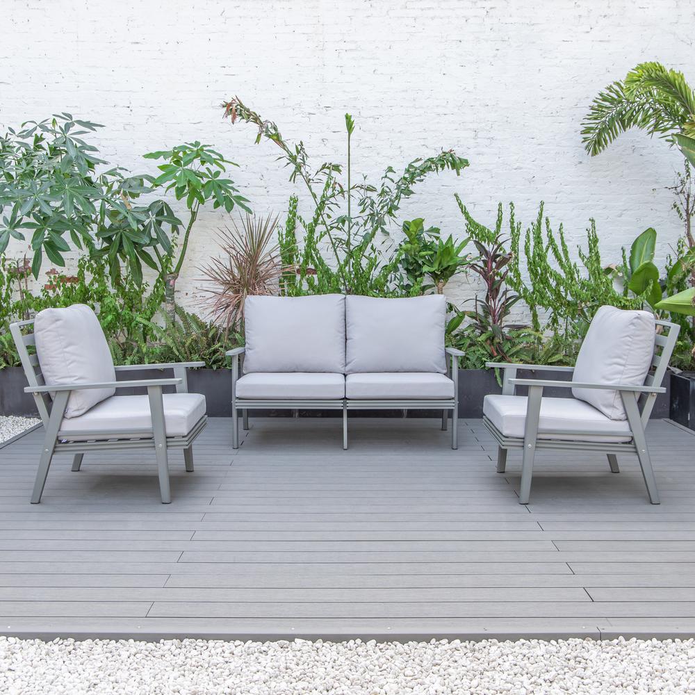 LeisureMod Walbrooke Modern 3-Piece Outdoor Patio Set with Grey Aluminum Frame - Image 50