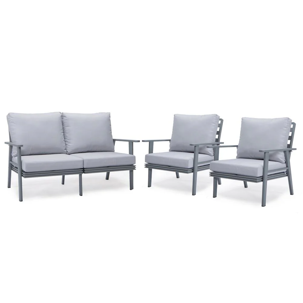 LeisureMod Walbrooke Modern 3-Piece Outdoor Patio Set with Grey Aluminum Frame - Image 51