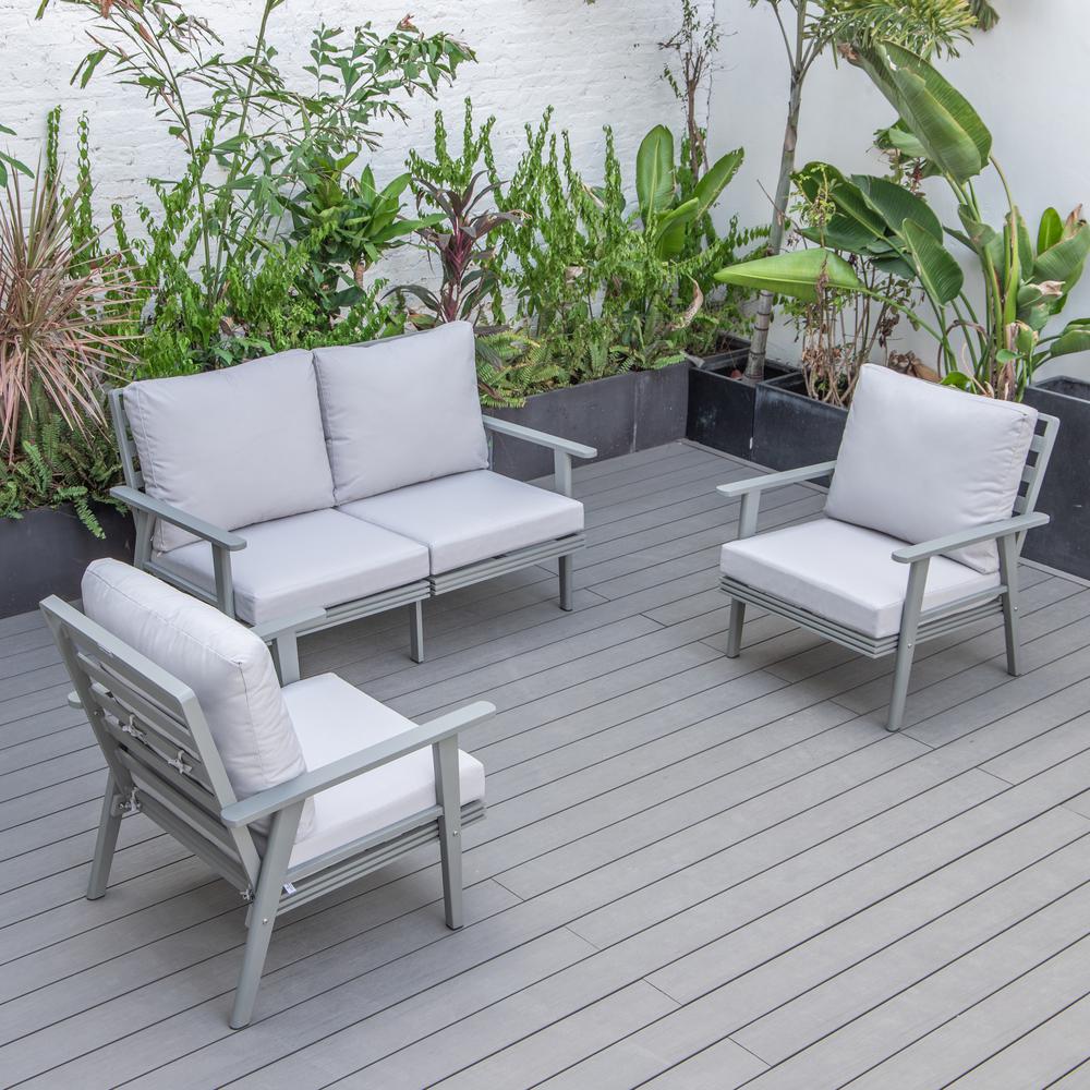 LeisureMod Walbrooke Modern 3-Piece Outdoor Patio Set with Grey Aluminum Frame - Image 52