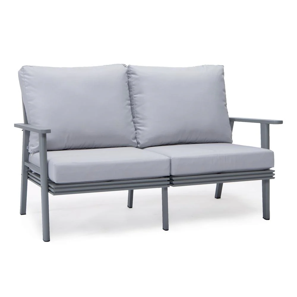 LeisureMod Walbrooke Modern 3-Piece Outdoor Patio Set with Grey Aluminum Frame - Image 54
