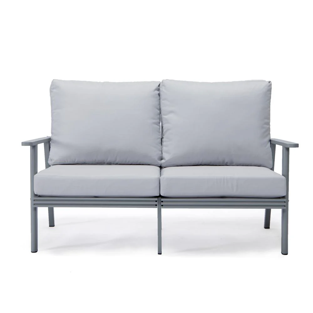 LeisureMod Walbrooke Modern 3-Piece Outdoor Patio Set with Grey Aluminum Frame - Image 56