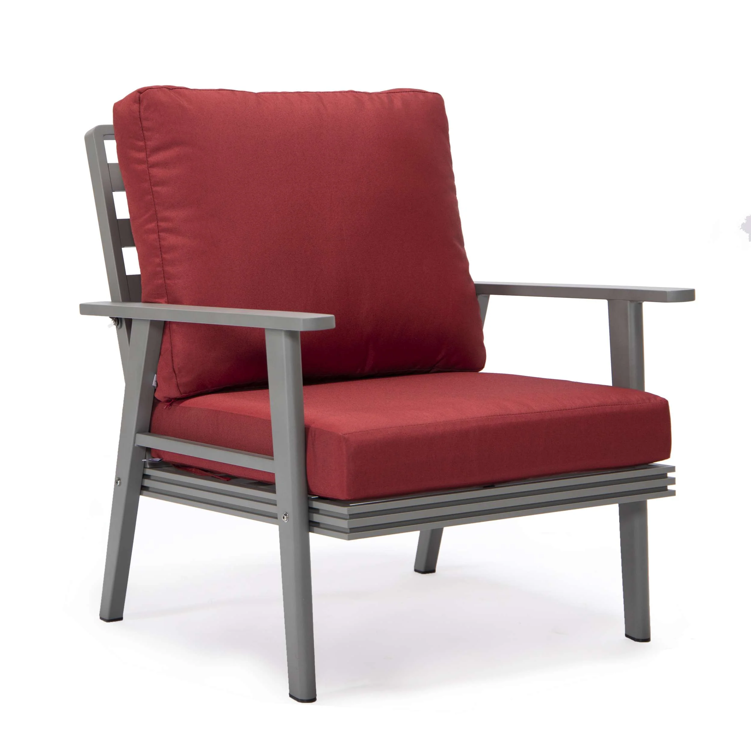LeisureMod Walbrooke Modern 3-Piece Outdoor Patio Set with Grey Aluminum Frame - Image 81